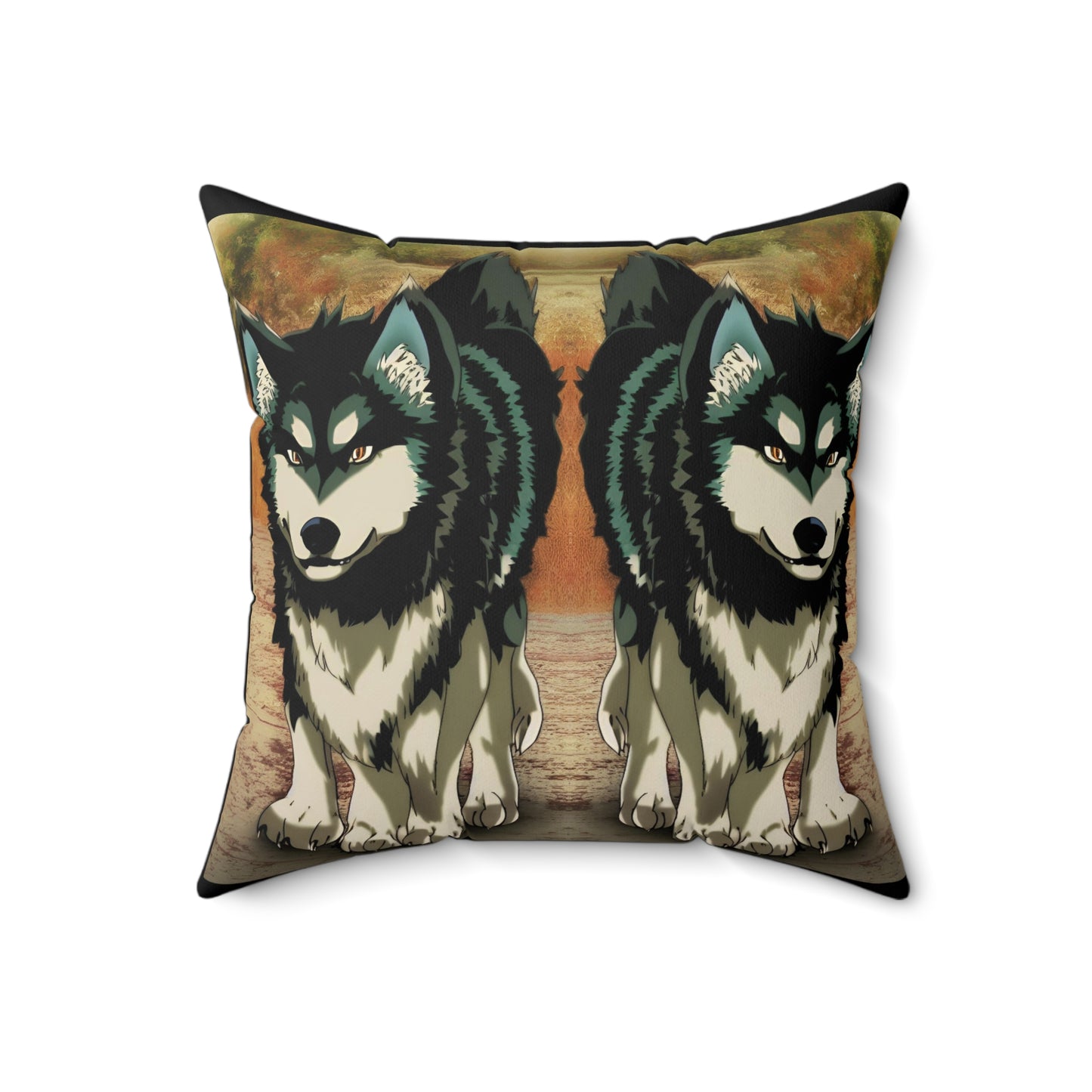 Anime Alaskan Malamute, Spun Polyester Square Pillow