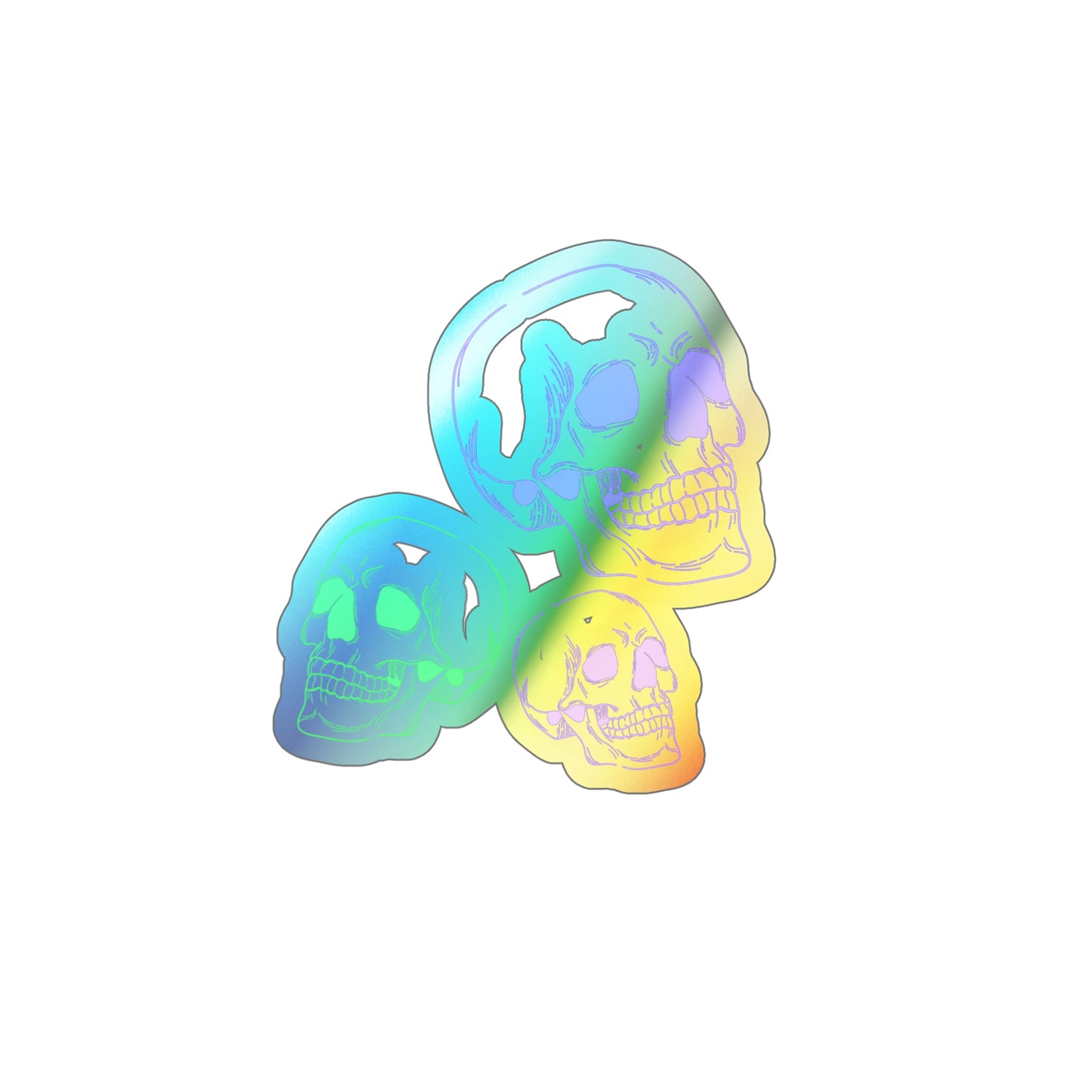 Halloween Skulls Rainbow Holographic Die-cut Vinyl Stickers