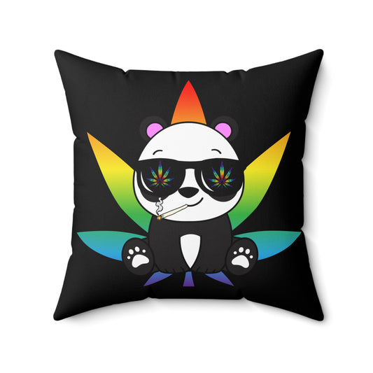 Peace Panda, 420 Themed, Spun Polyester Square Pillow