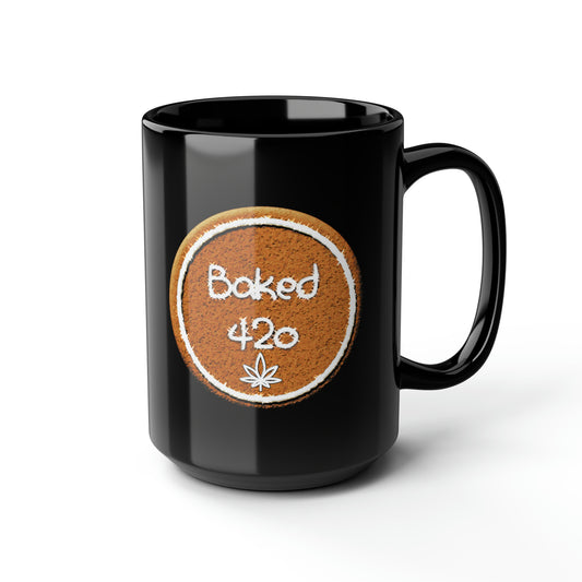 Baked 420, Black Mug, 15oz, 420 Gift