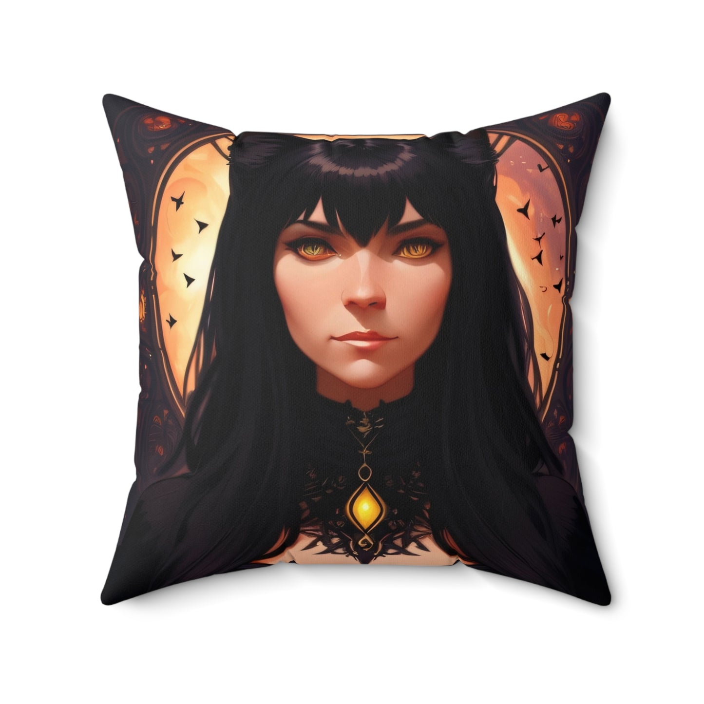 Cat Girl, Spun Polyester Square Pillow