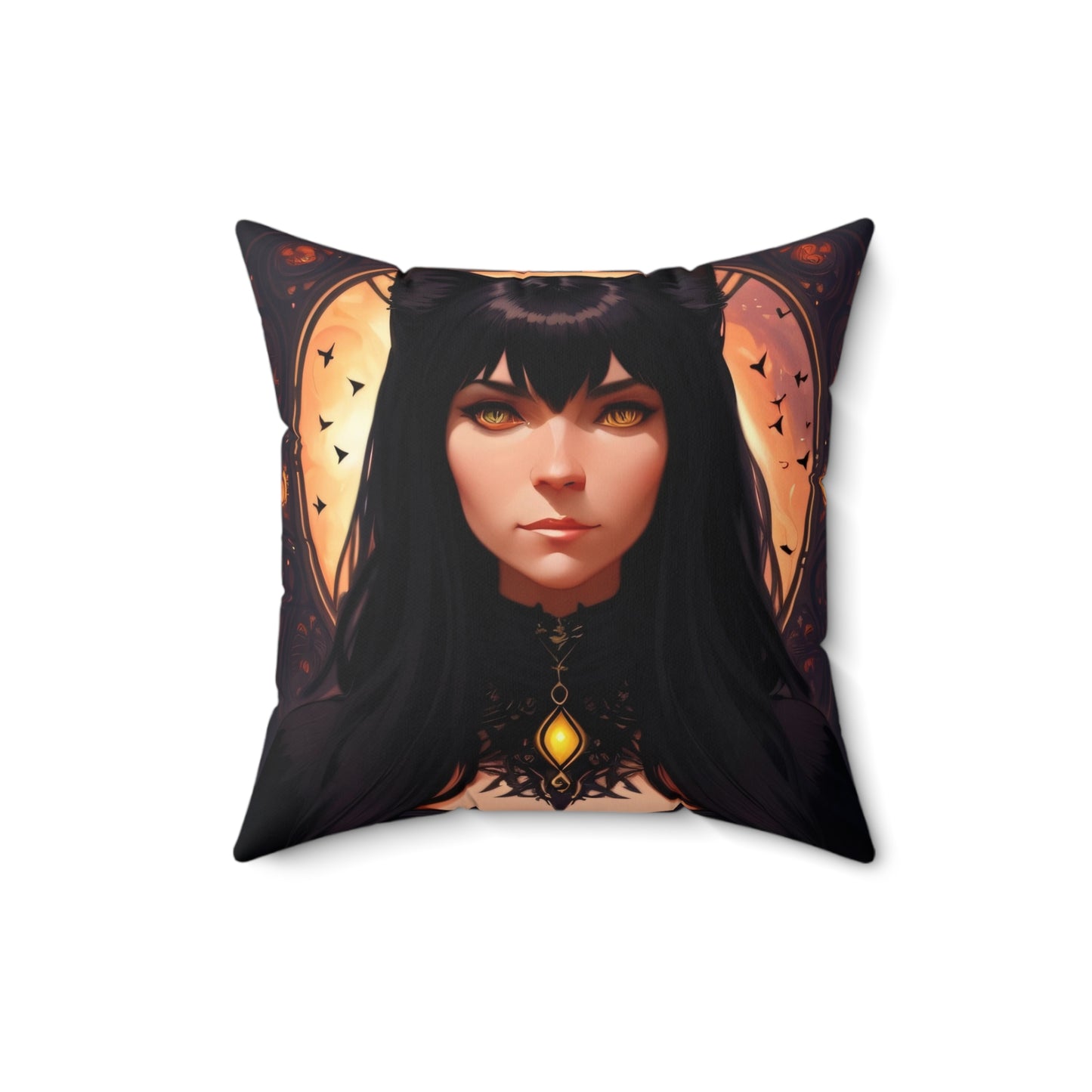 Cat Girl, Spun Polyester Square Pillow