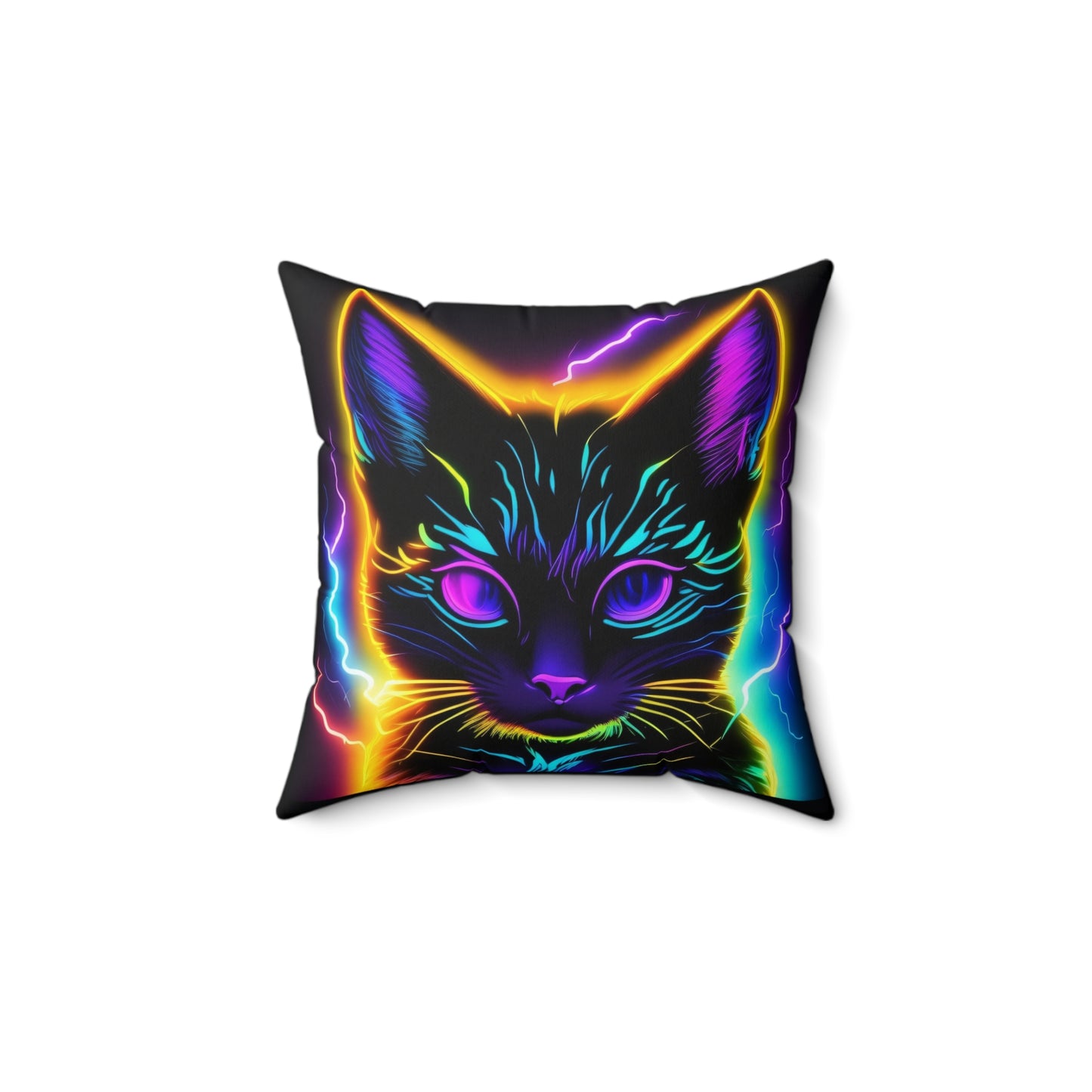 Electric Cat, Spun Polyester Square Pillow