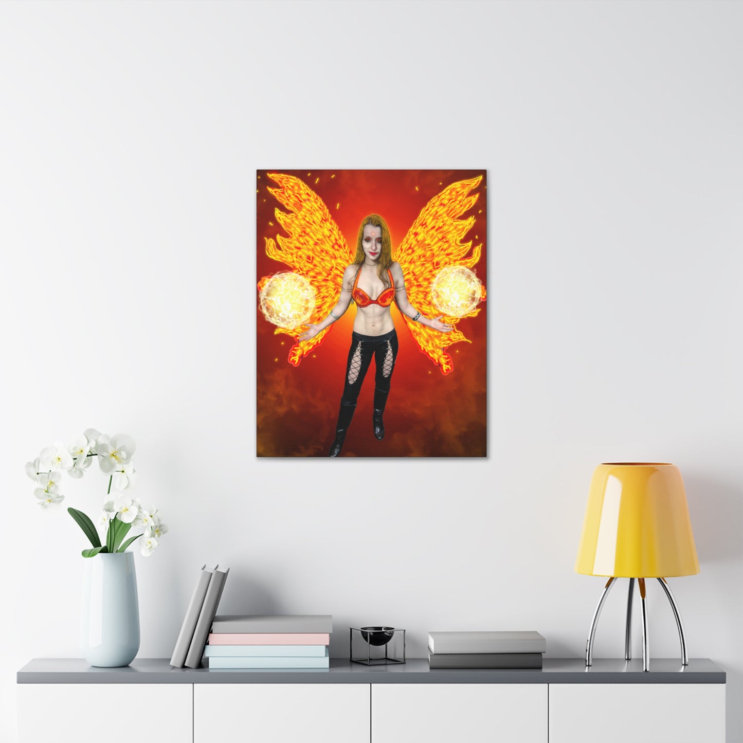 Mystic Fire Fairy, Fantasy Art, Canvas Art, Unique Gift, Original art, Wall Decor