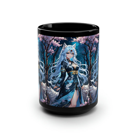 Wolf Princess, Black Mug, 15oz