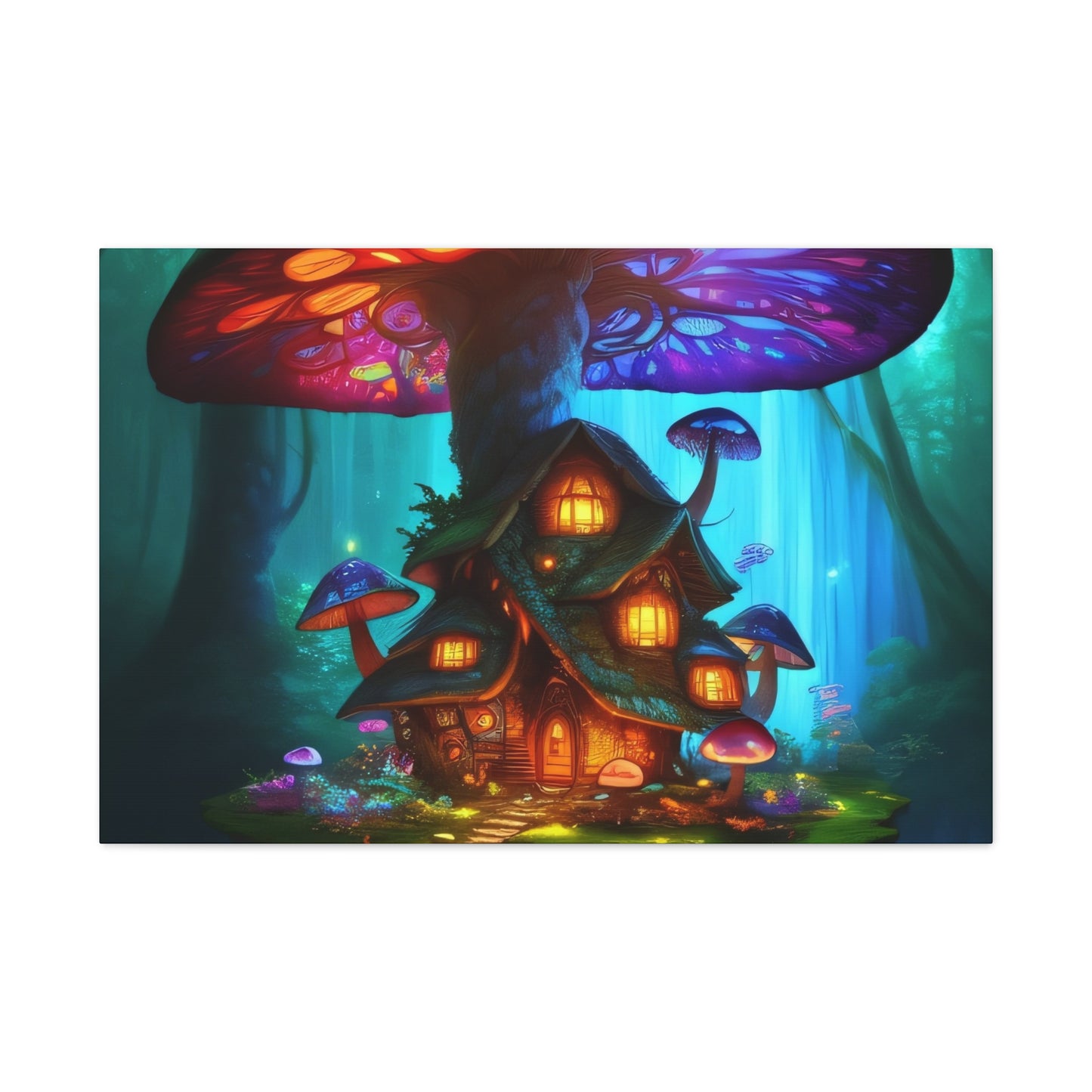 Mystic Mushroom House, Canvas Art, Canvas Print, Wall Decor, Original Art, Unique Gifts