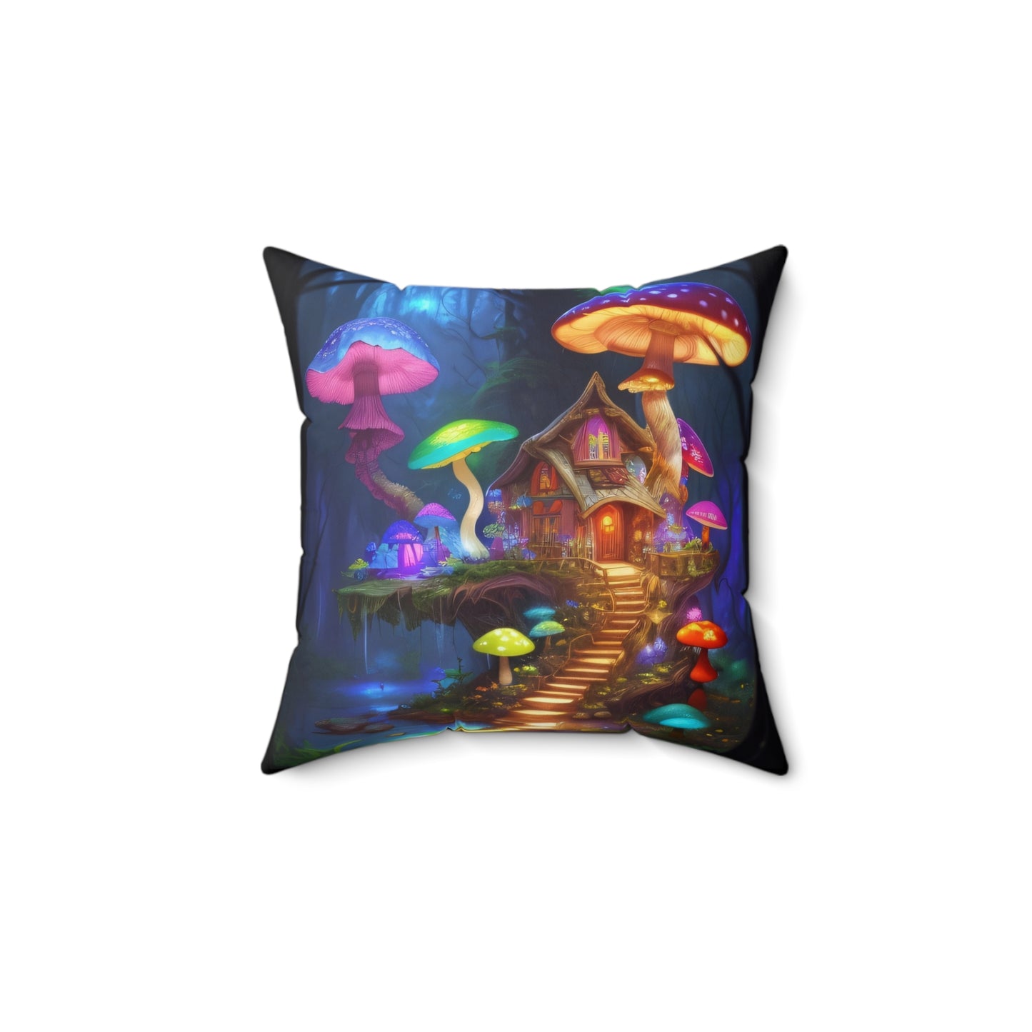 Fae World Mushroom, Spun Polyester Square Pillow