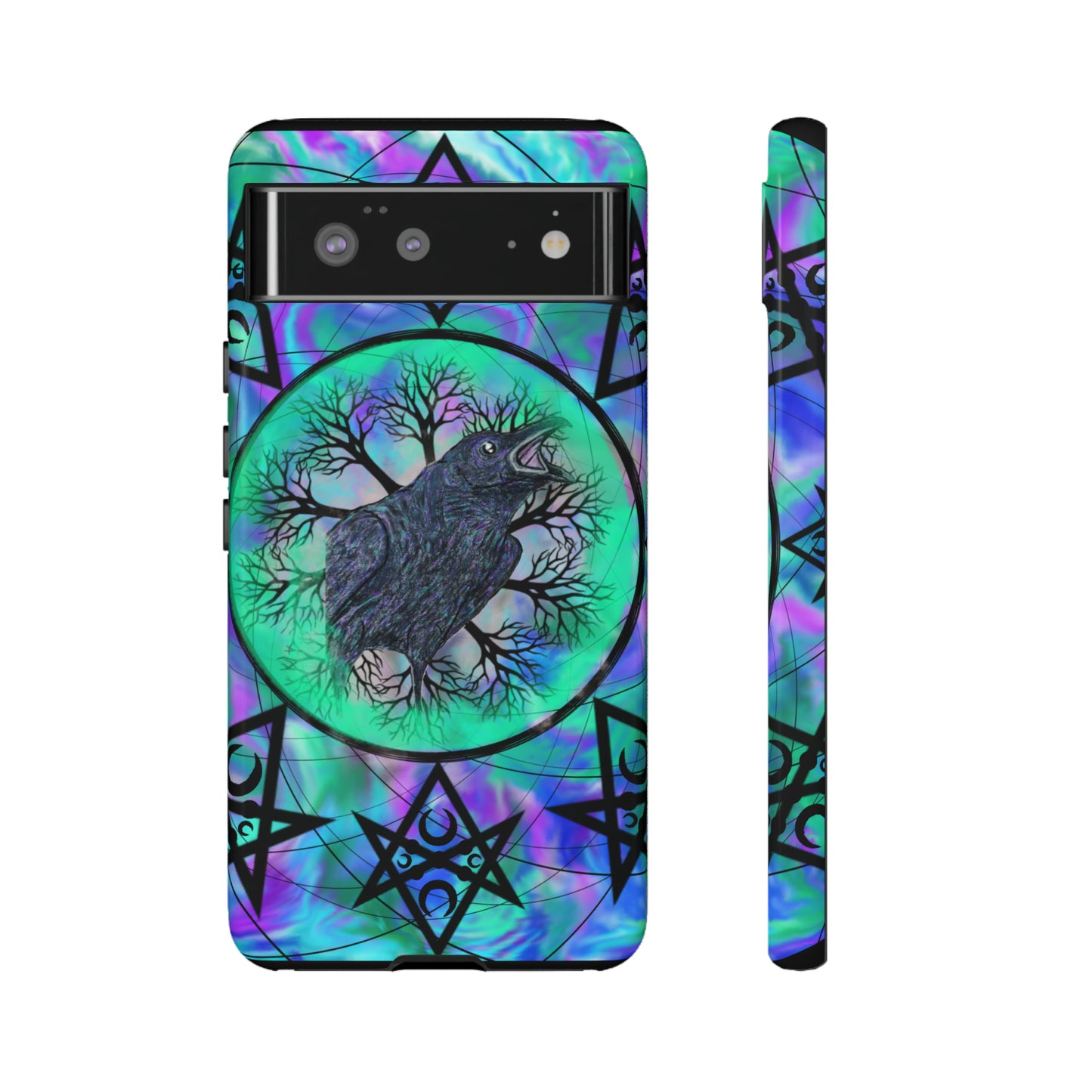 Raven Medicine Totem Protective Phone Case, Samsung, iPhone, Pixel, all sizes
