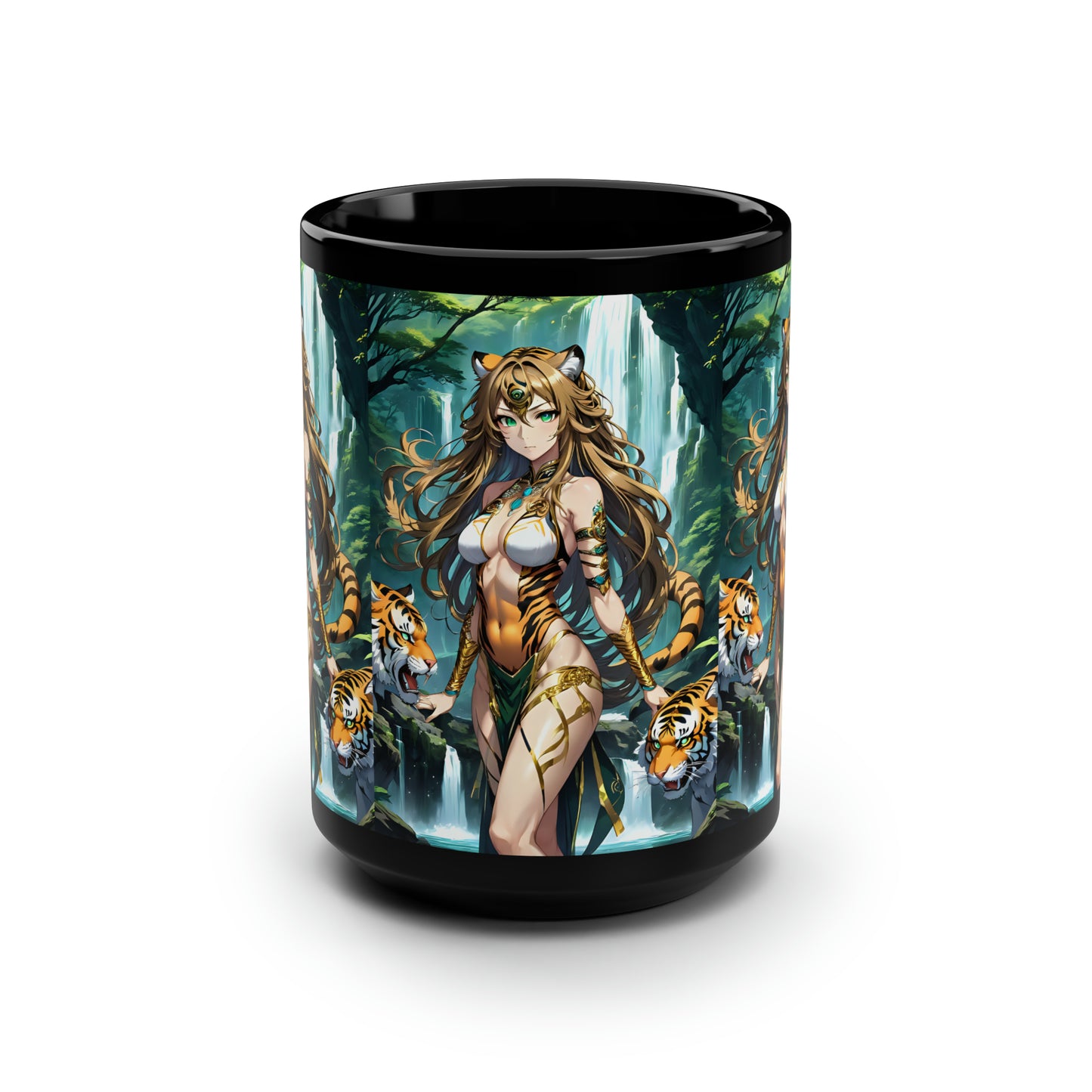 Jungle Tigress, Black Mug, 15oz