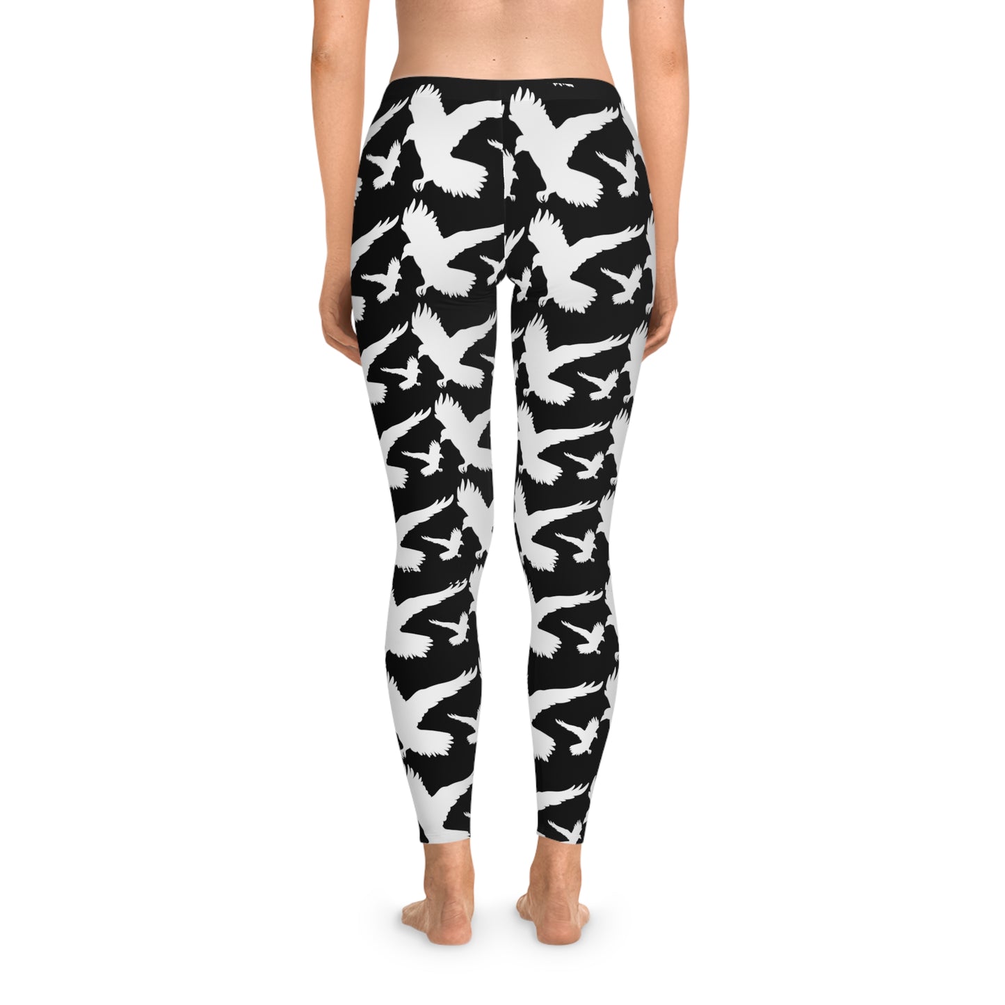 White Raven Halloween Stretchy Leggings Black