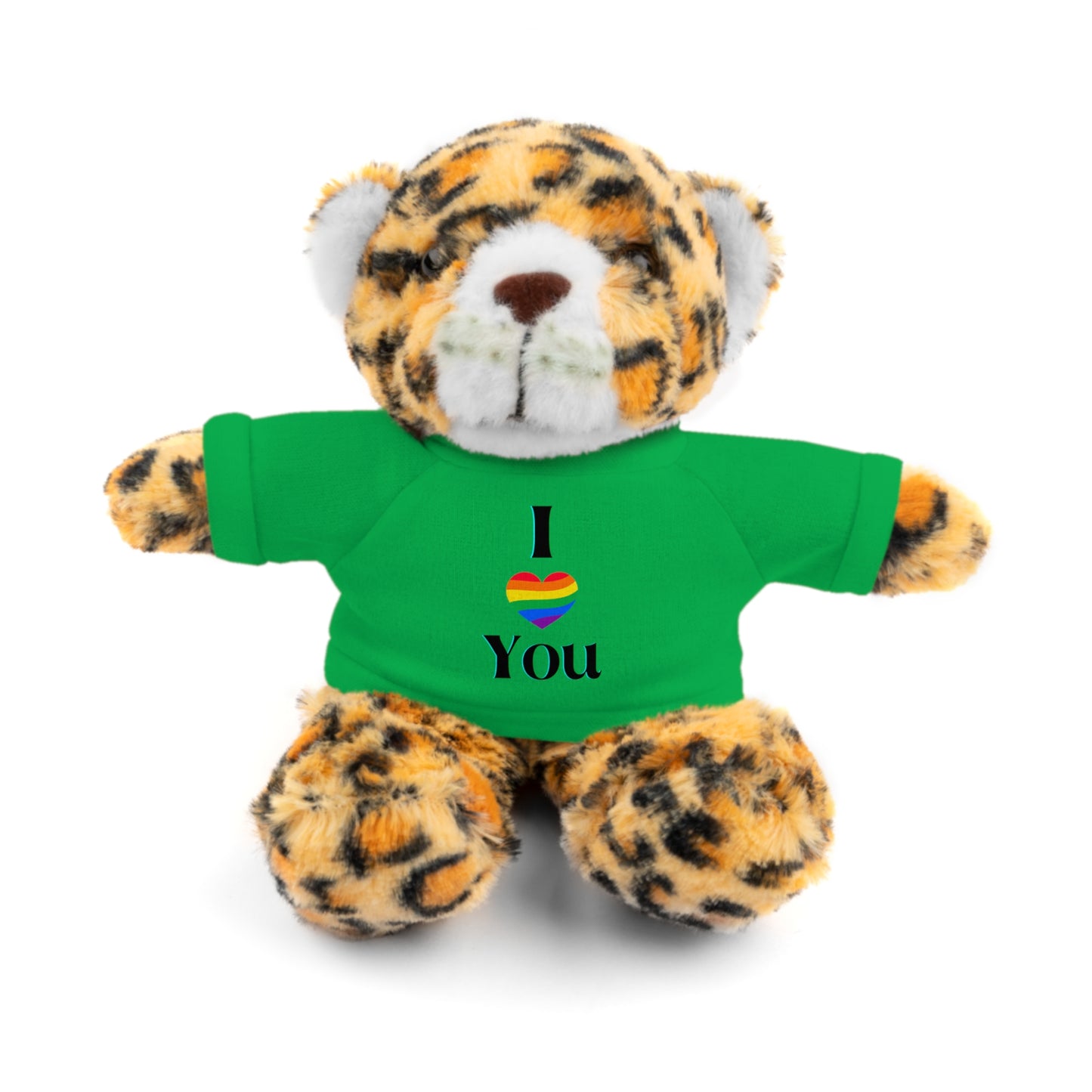 I Heart You Kids Cute Stuffed Animals with Tee; Panda, Sheep, Bunny, Lion, Jaguar, Teddy Bear