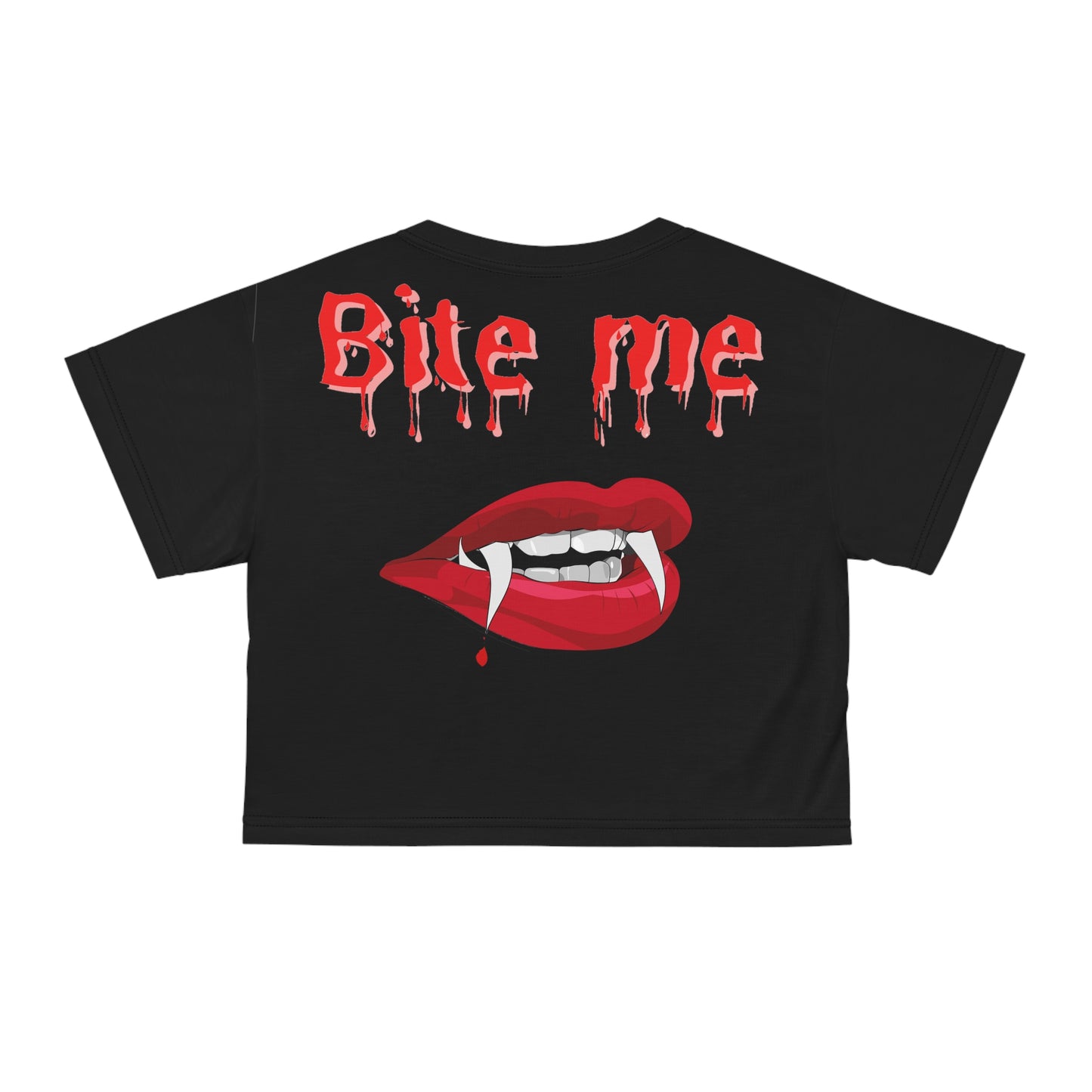 Bite Me Halloween Crop Top Tee Shirt Womens