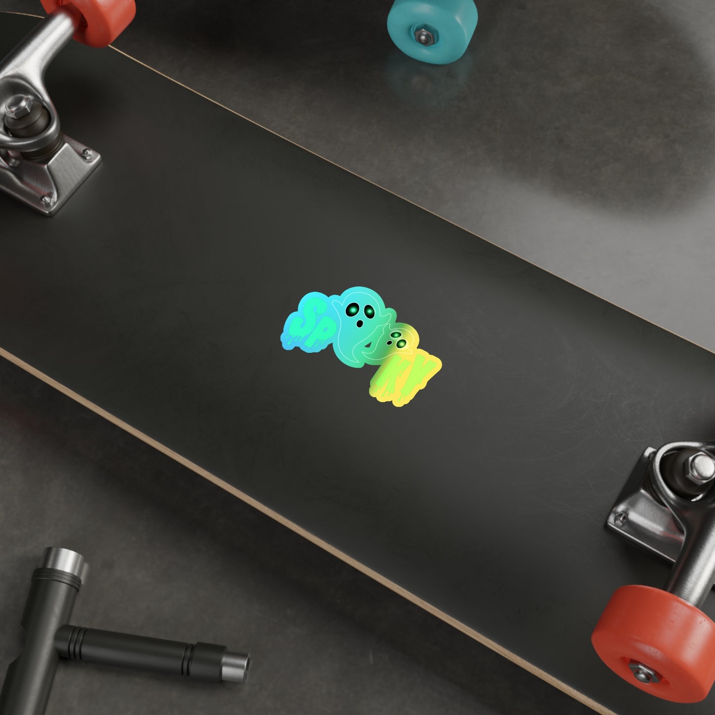 Halloween Spooky Ghosts Rainbow Holographic Die-cut Vinyl Stickers