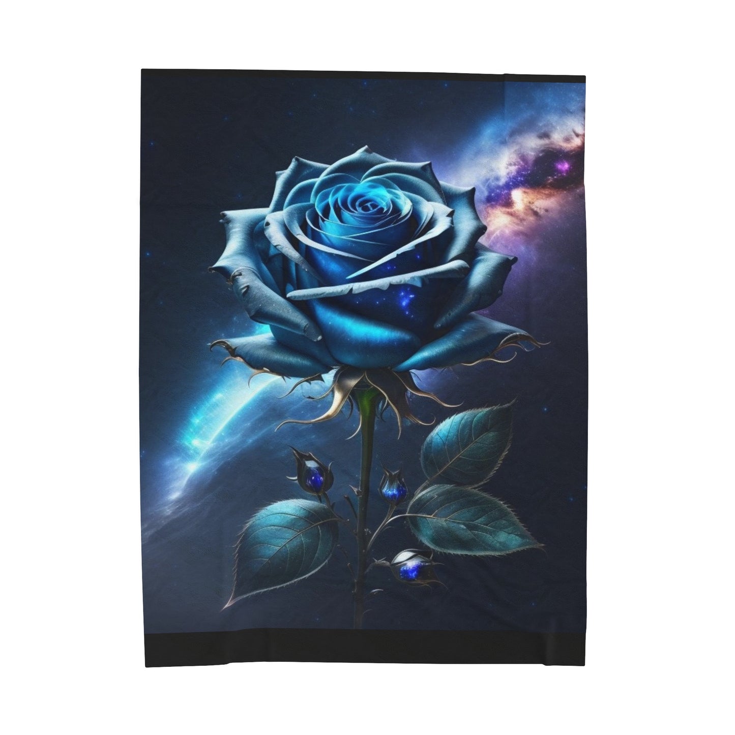 Cosmic Blue Rose, Plush Blanket