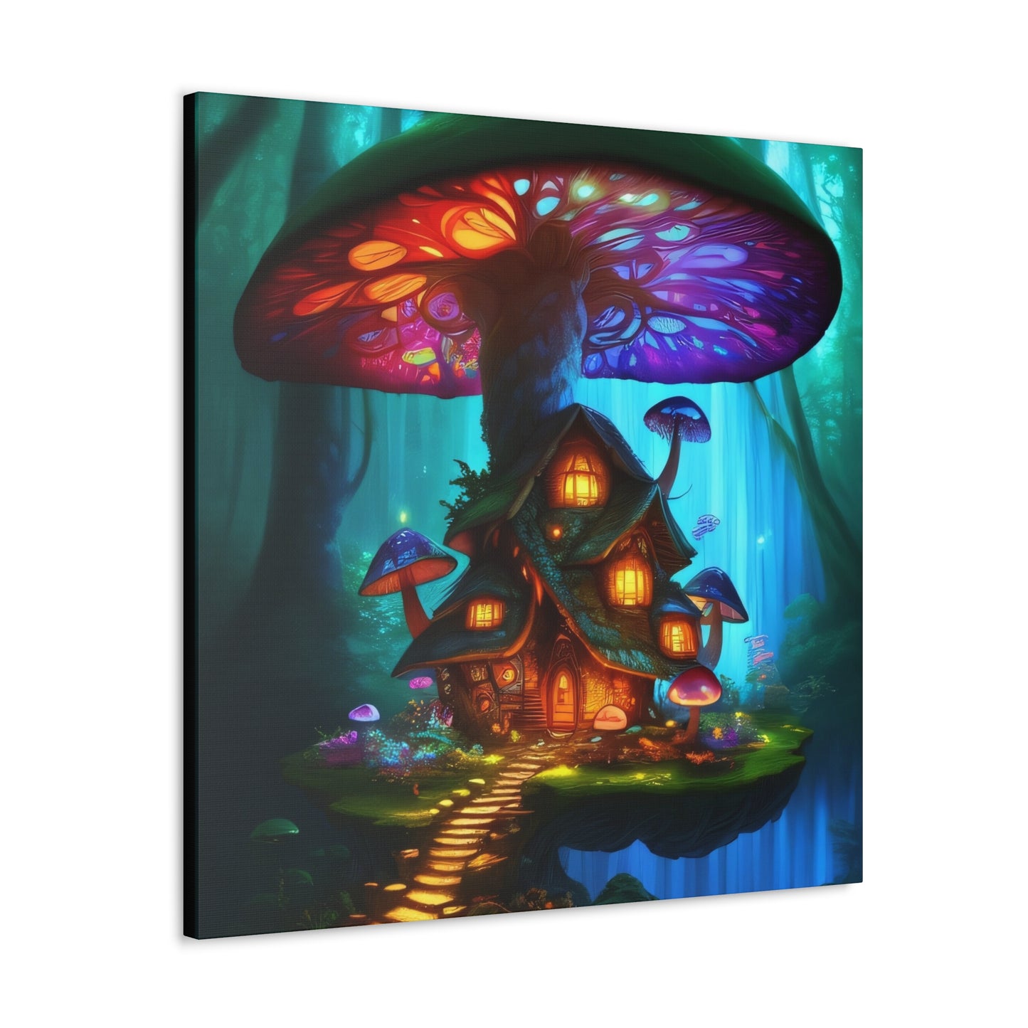 Mystic Mushroom House, Canvas Art, Canvas Print, Wall Decor, Original Art, Unique Gifts