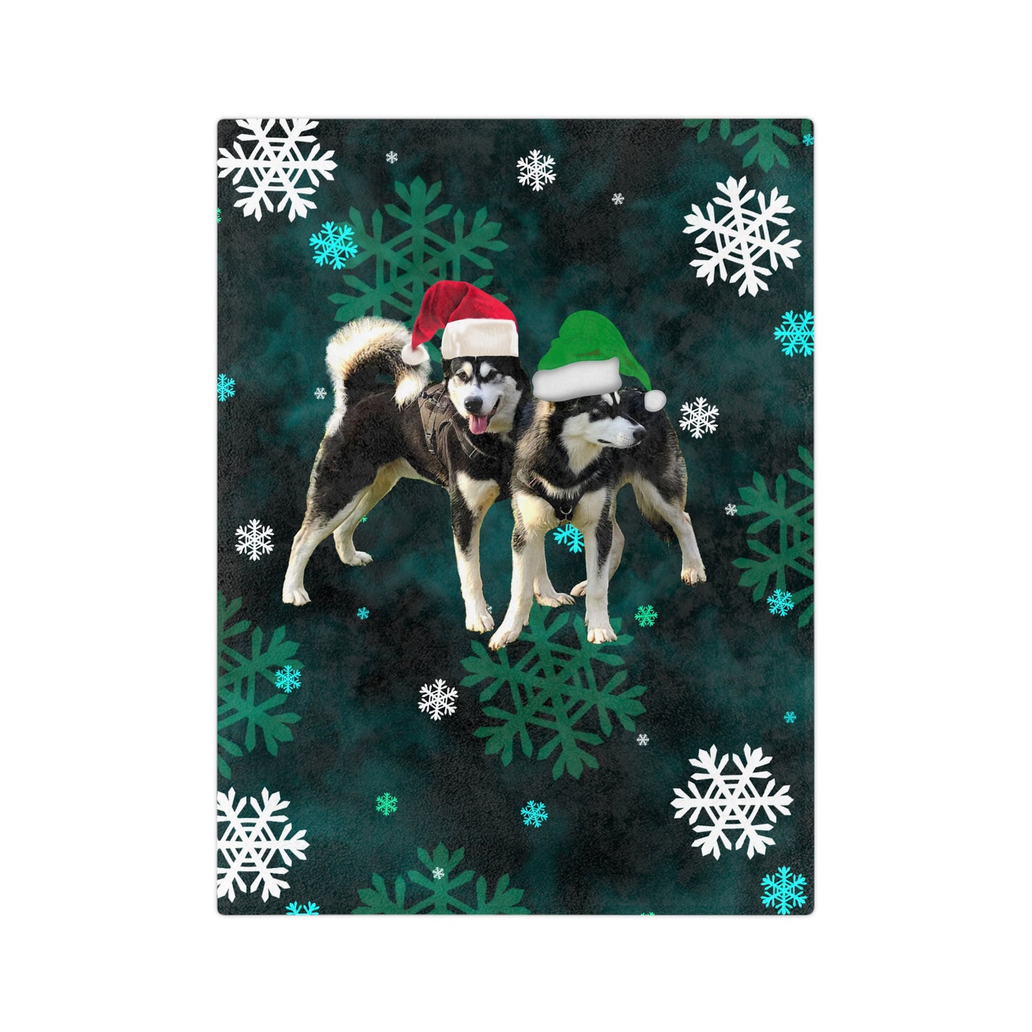 Christmas Malamute Velveteen Minky Blanket