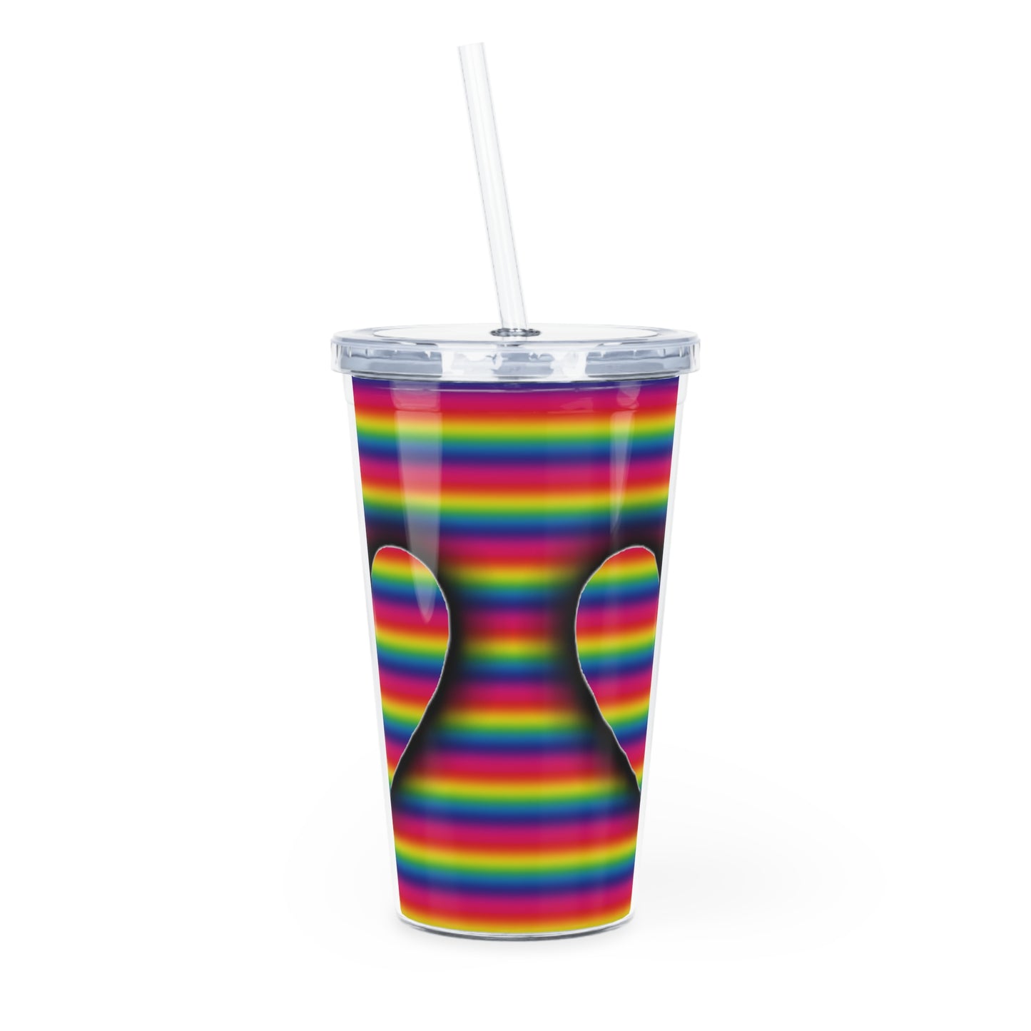 PRIDE Heart Plastic Tumbler with Straw