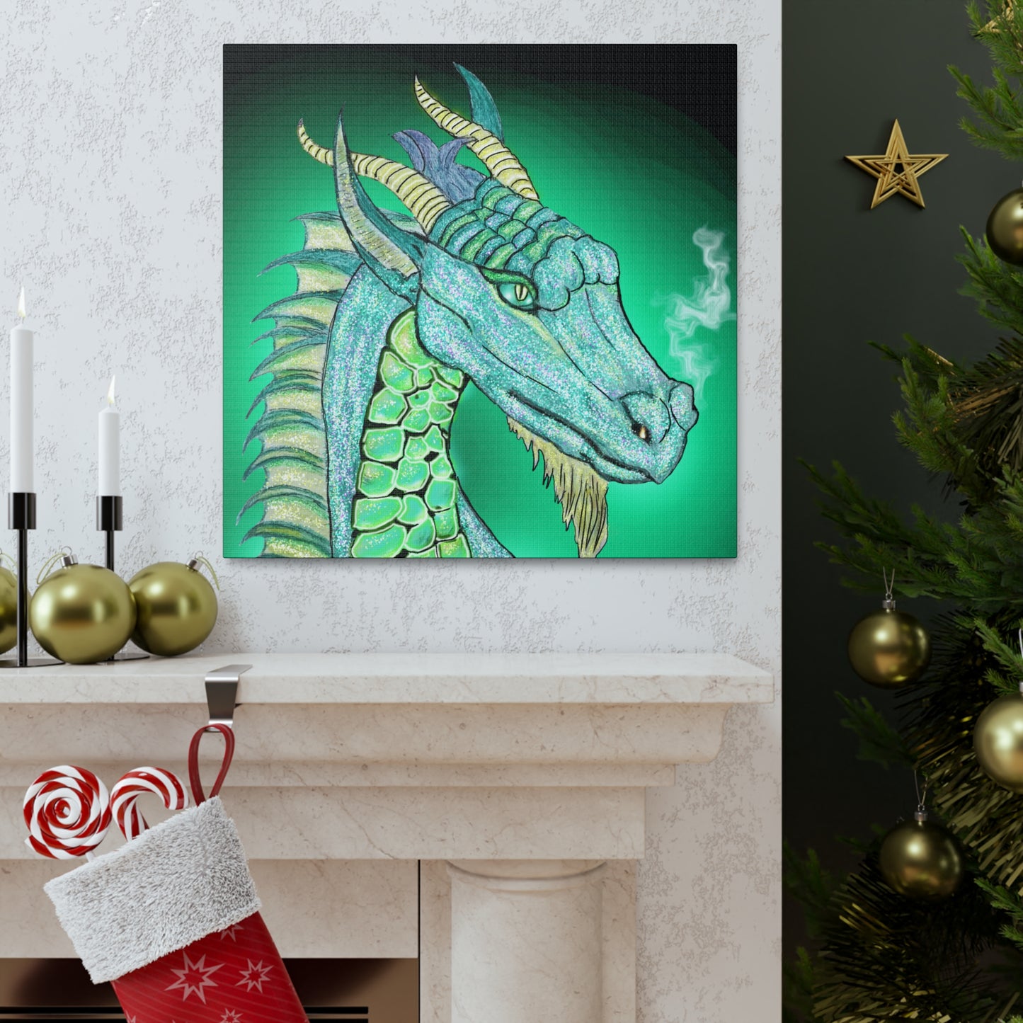 Mystic Dragon, Fantasy Art, Canvas Art, Dragon Lover Gift, Unique Gifts, Original Art