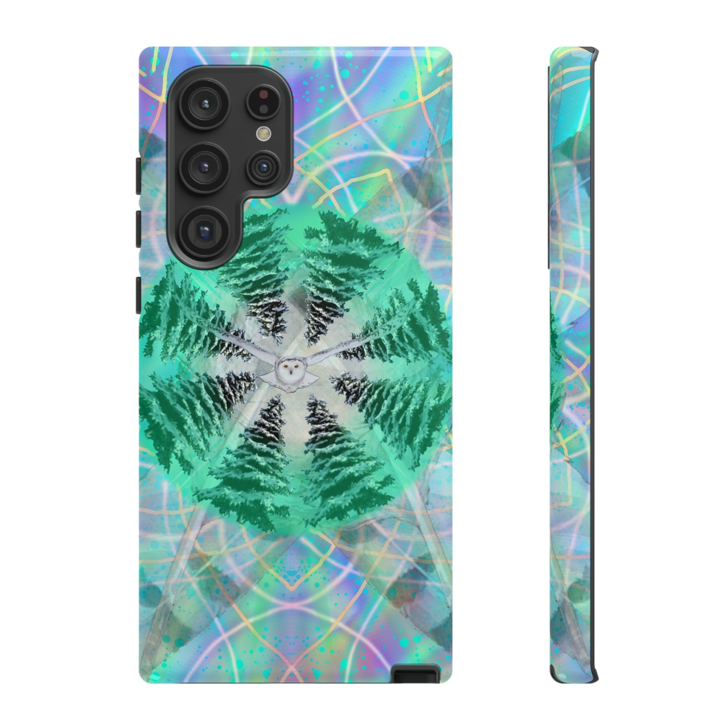 Mystic Pines Snowy Owl Protective Phone Case, Samsung, iPhone, Pixel, all sizes