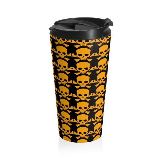 Stainless Steel Skull Crossbones Halloween Travel Mug with Insert