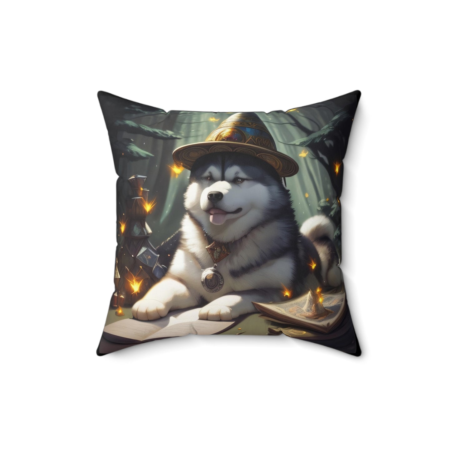 Arcane Scholar Pup, Spun Polyester Square Pillow