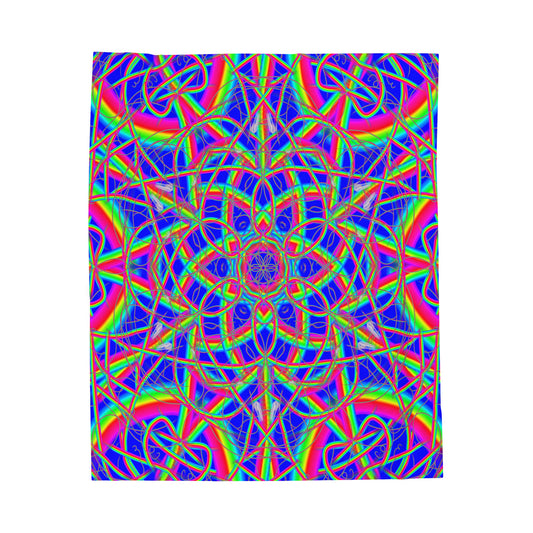 Psychedelic Rainbow Mandala Velveteen Plush Blanket