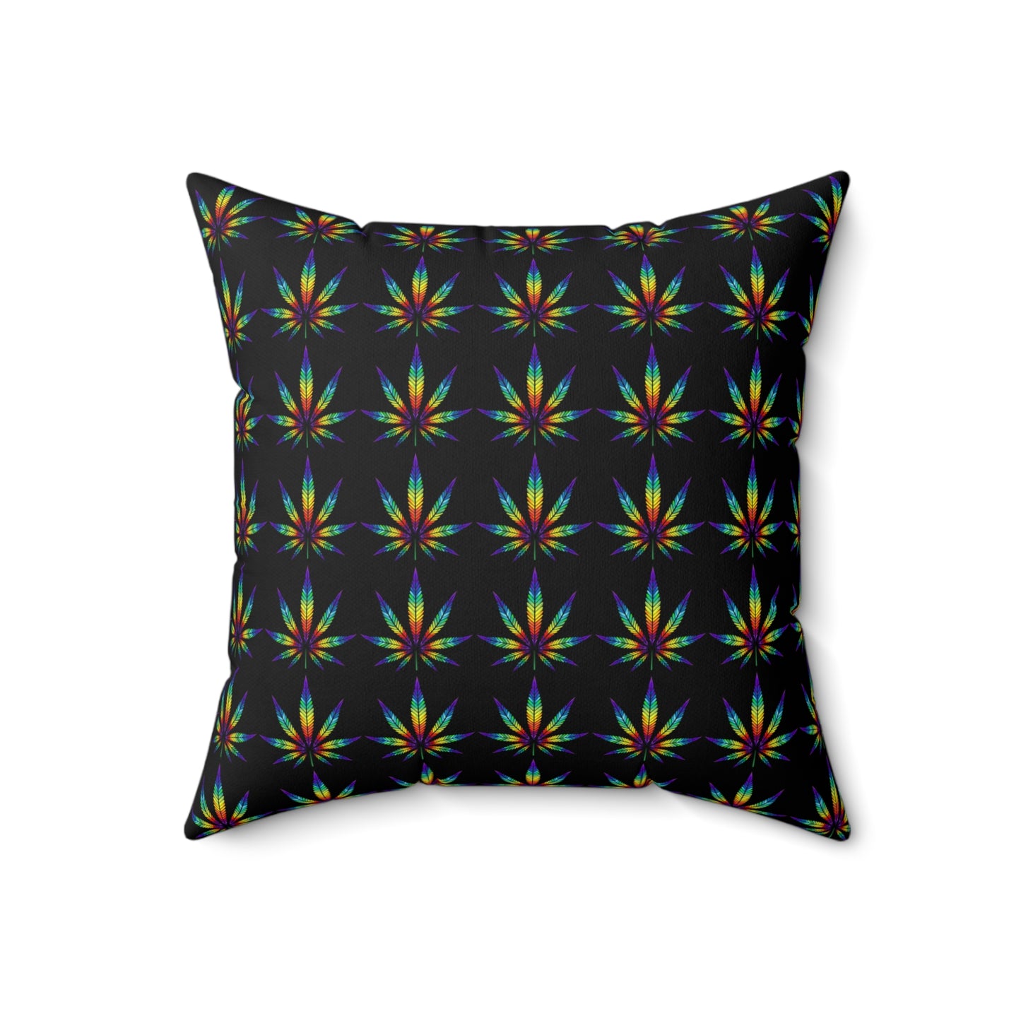 Rainbow Cannabis Leaves, Spun Polyester Square Pillow