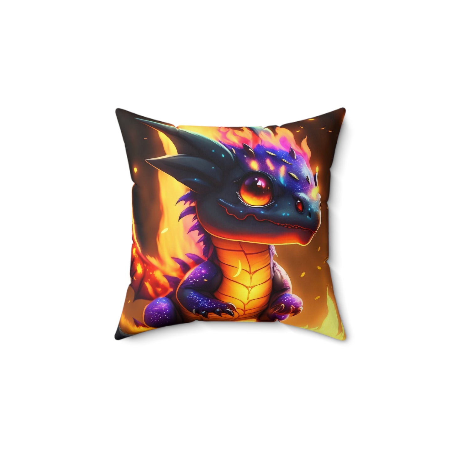 Cute Baby Dragon, Spun Polyester Square Pillow