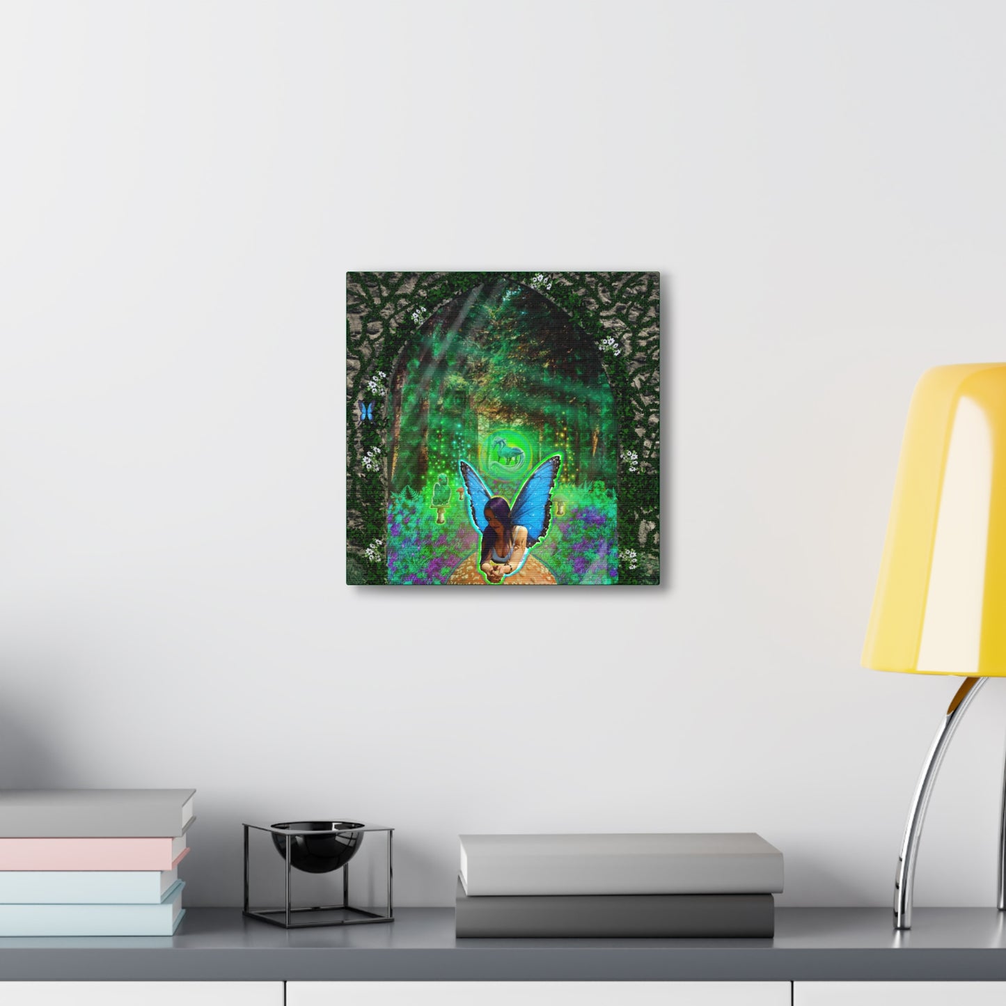 Mystic Mushroom Fairy, Fantasy Art, Canvas Art,  Unique Gift, Original Art.