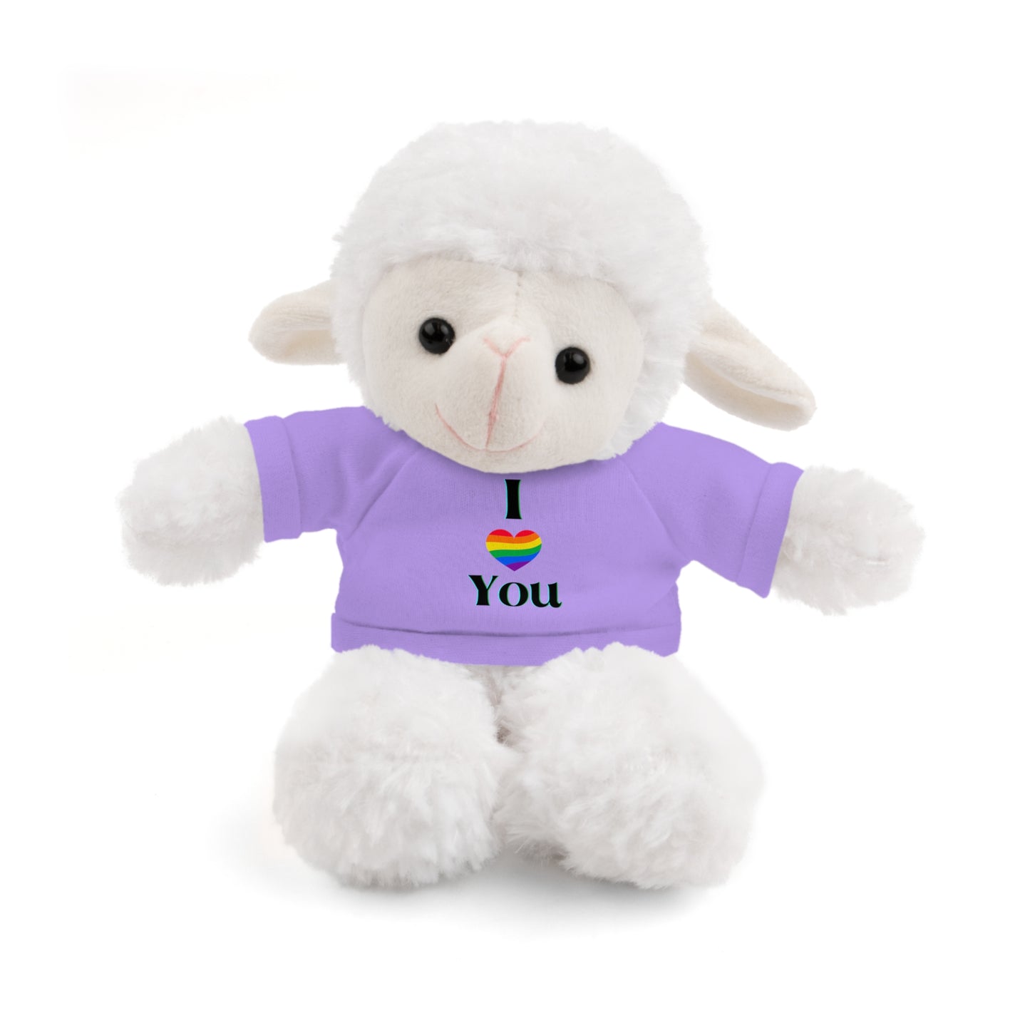 I Heart You Kids Cute Stuffed Animals with Tee; Panda, Sheep, Bunny, Lion, Jaguar, Teddy Bear