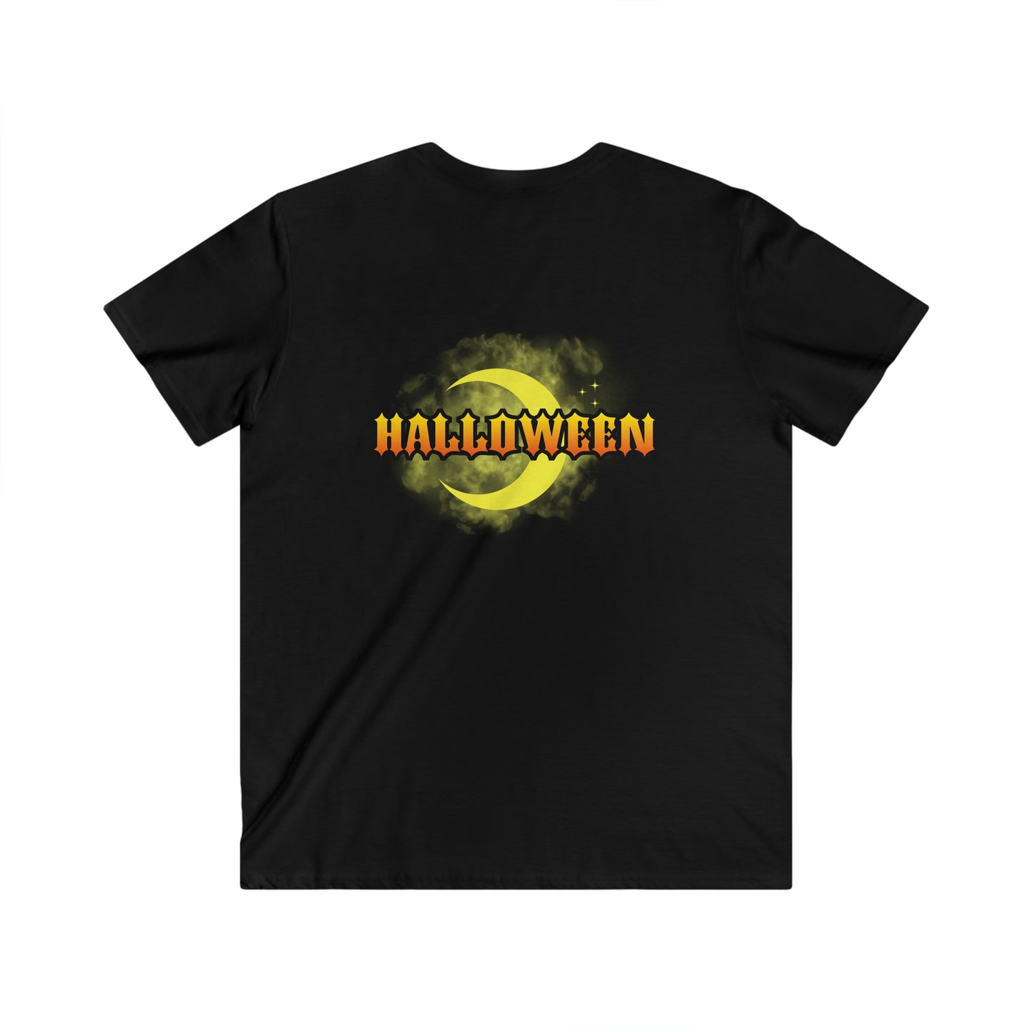 Men's Fitted V-Neck Short Sleeve Tee Spooky Pumpkin Halloween Top