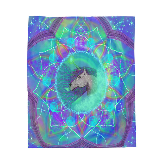 Mystic Unicorn Mandala Velveteen Plush Blanket