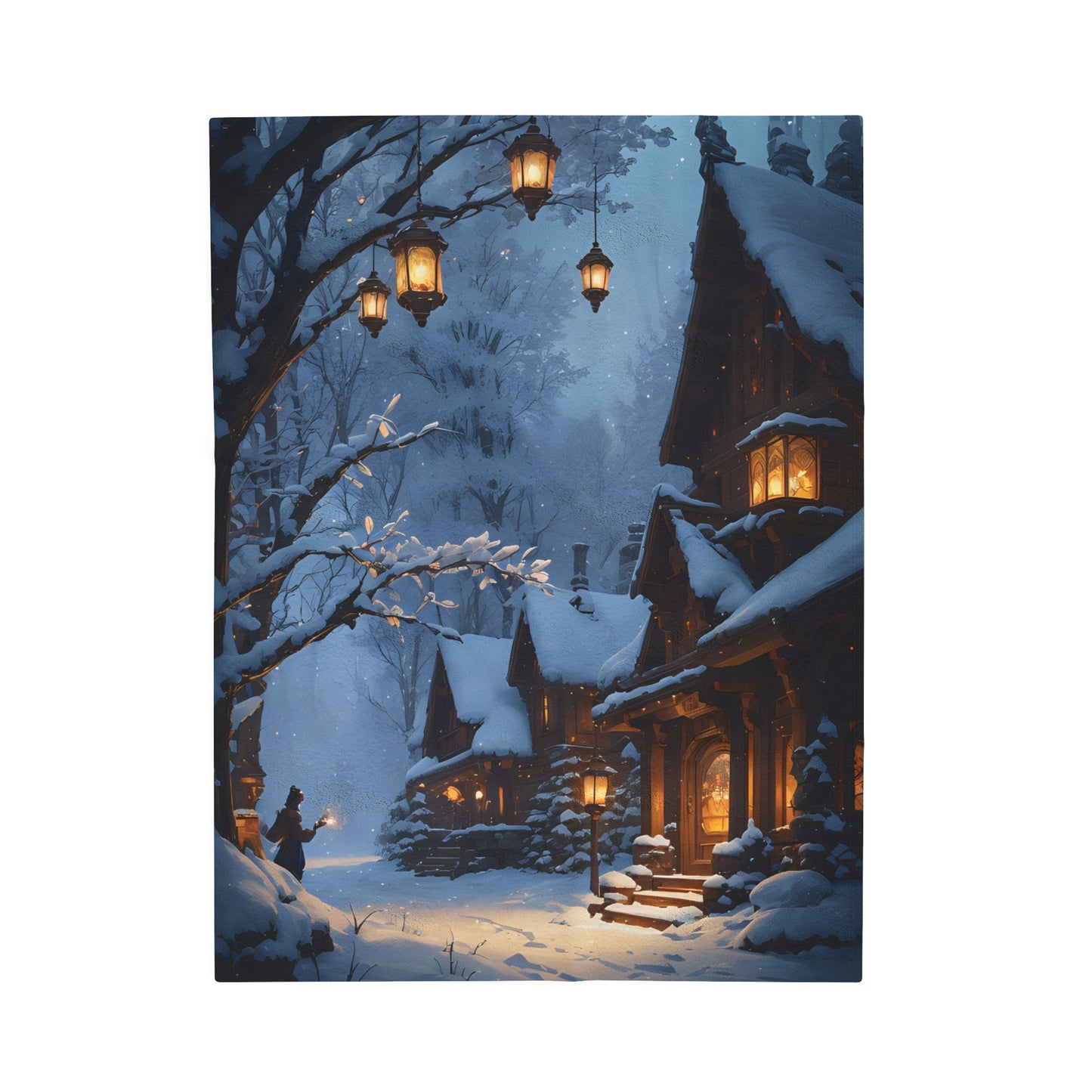 Cozy Winter Village, Plush Blanket