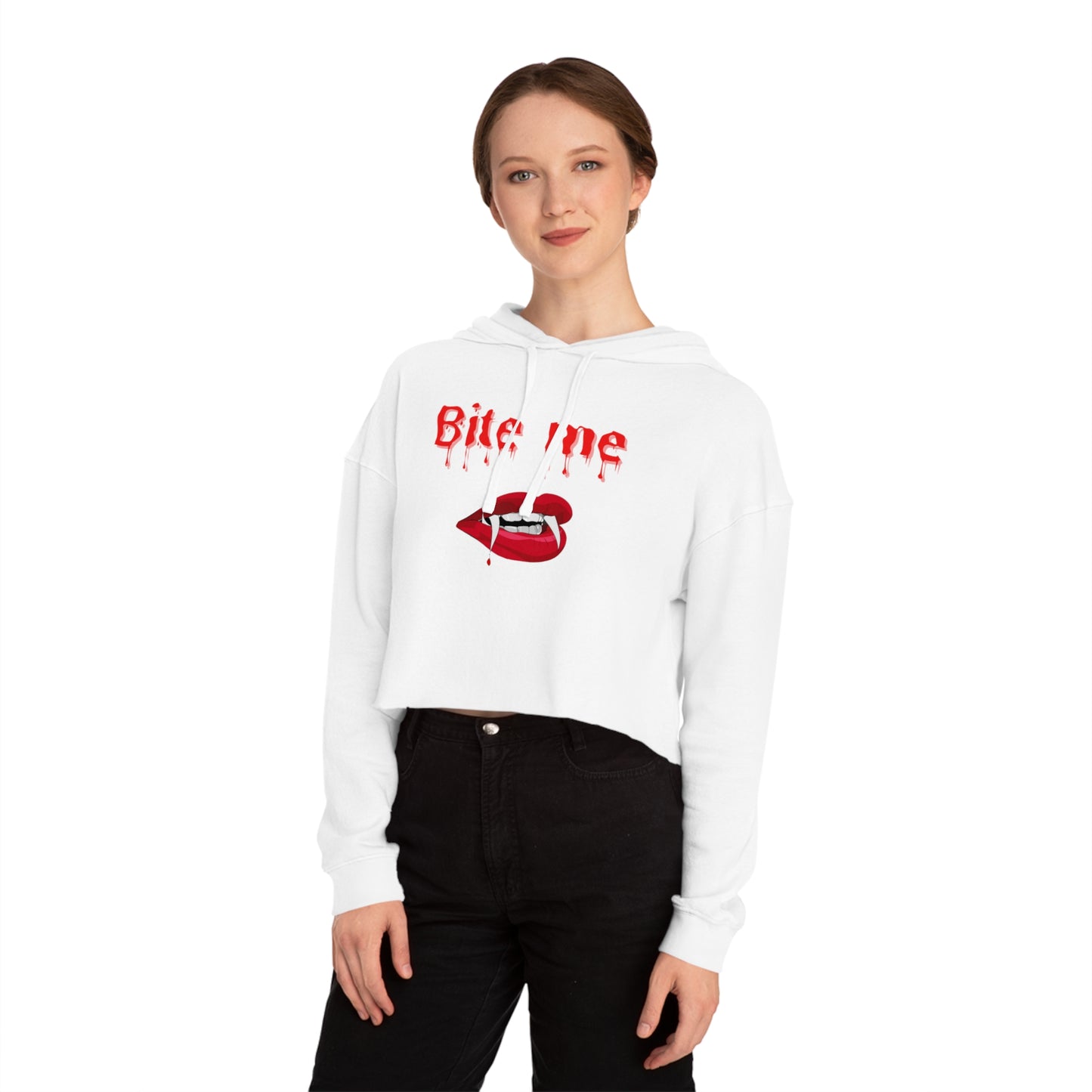 Eat Me Christmas Womens Cropped Hooded Sweatshirt