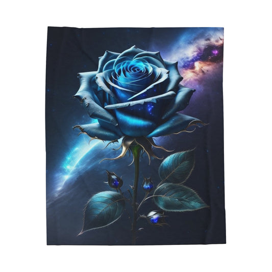 Cosmic Blue Rose, Plush Blanket