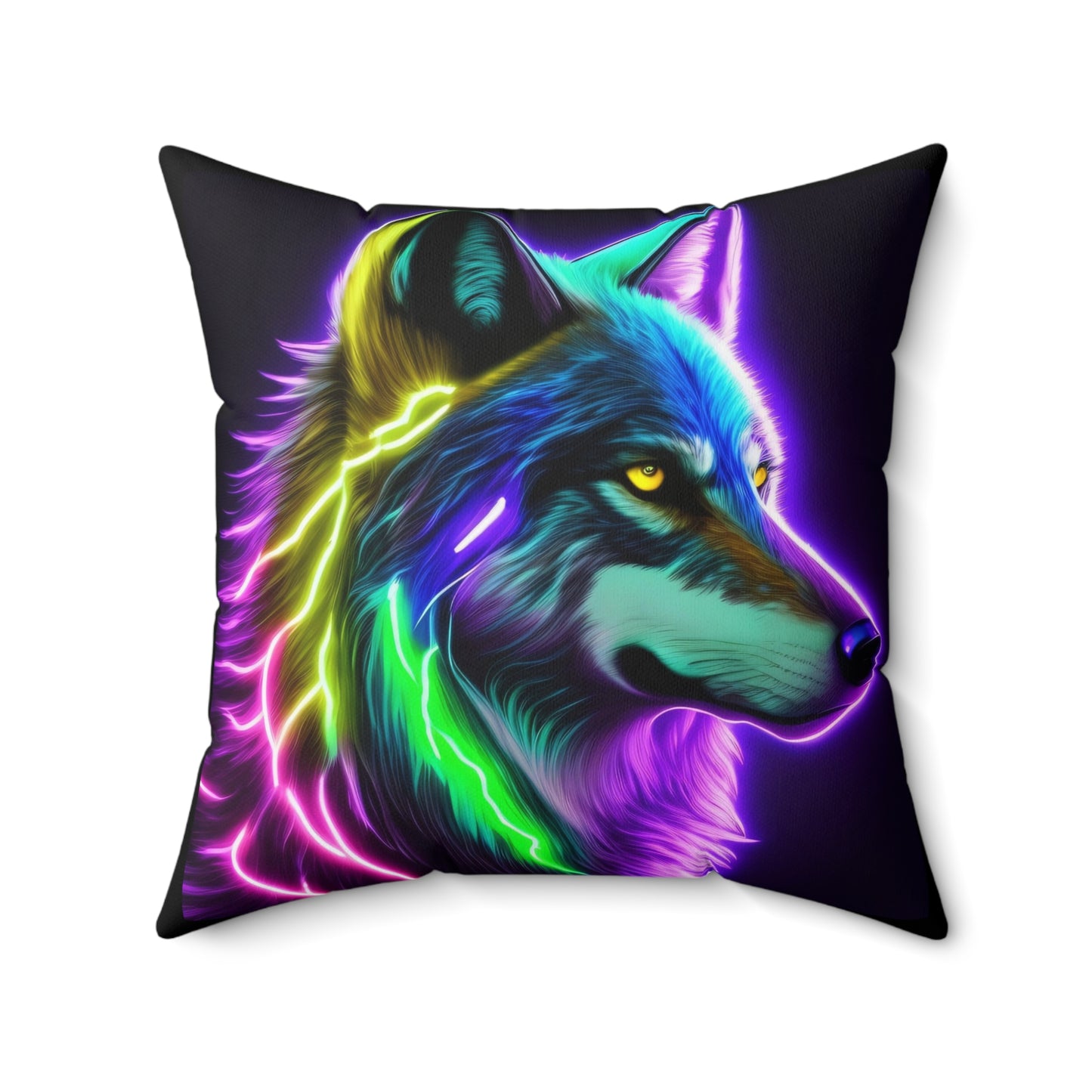 Lightning Wolf, Spun Polyester Square Pillow