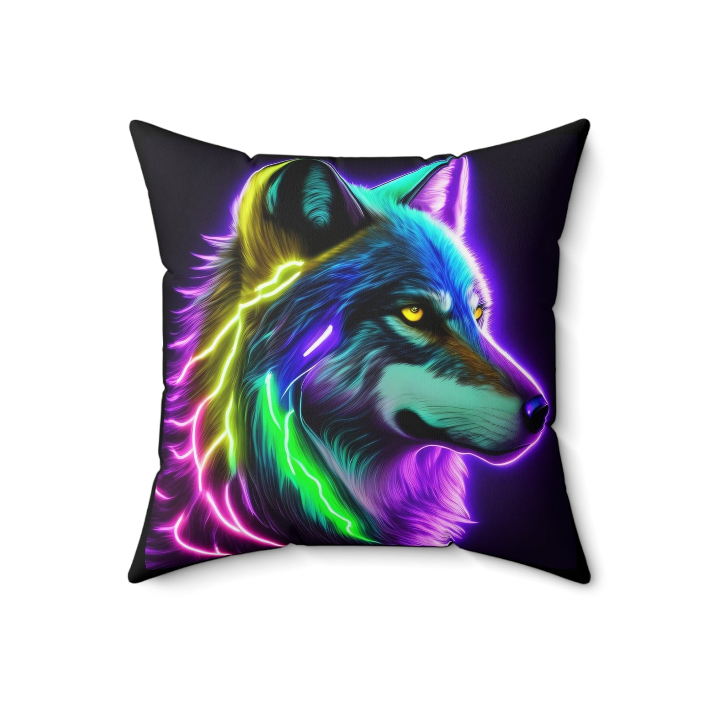 Lightning Wolf, Spun Polyester Square Pillow