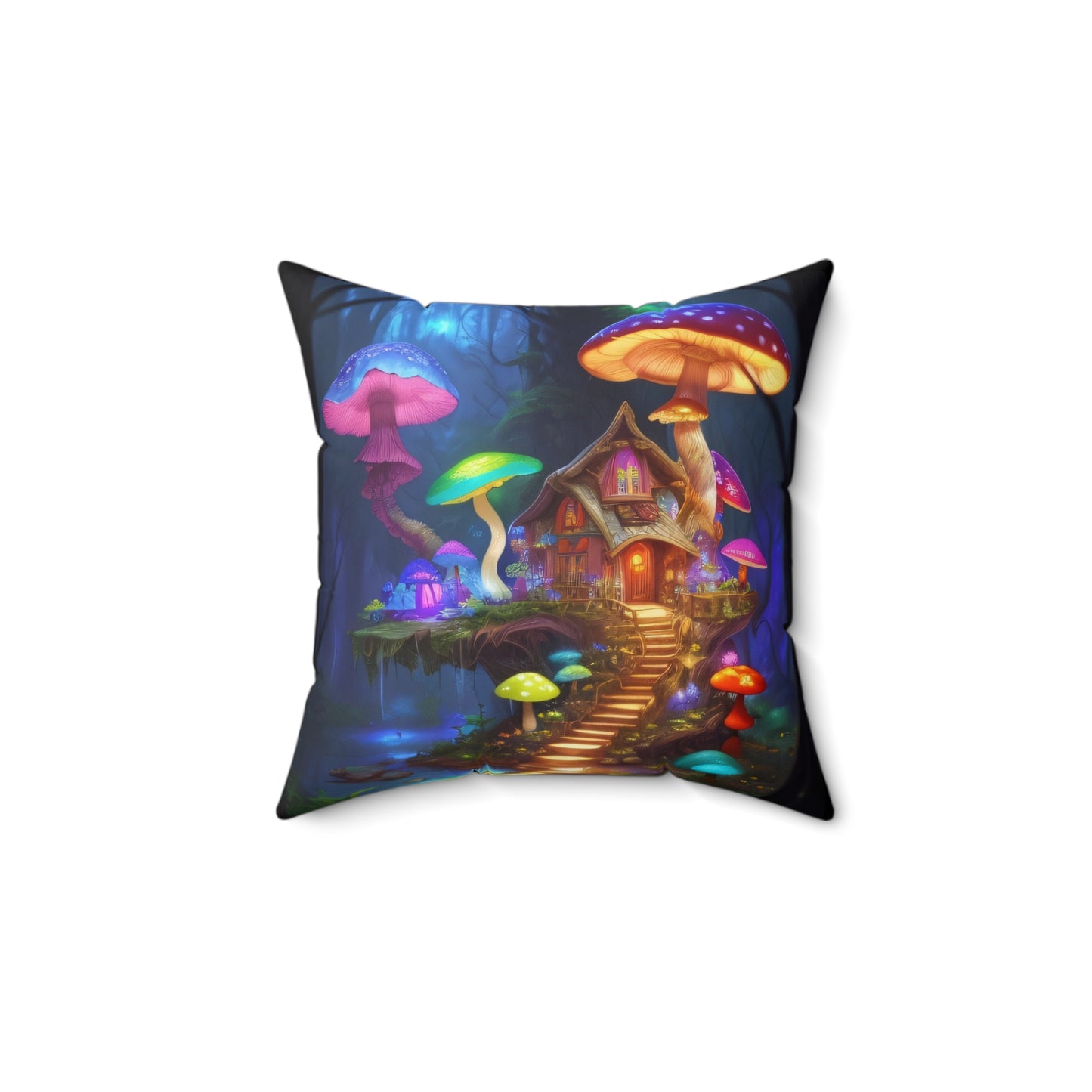 Fae World Mushroom, Spun Polyester Square Pillow