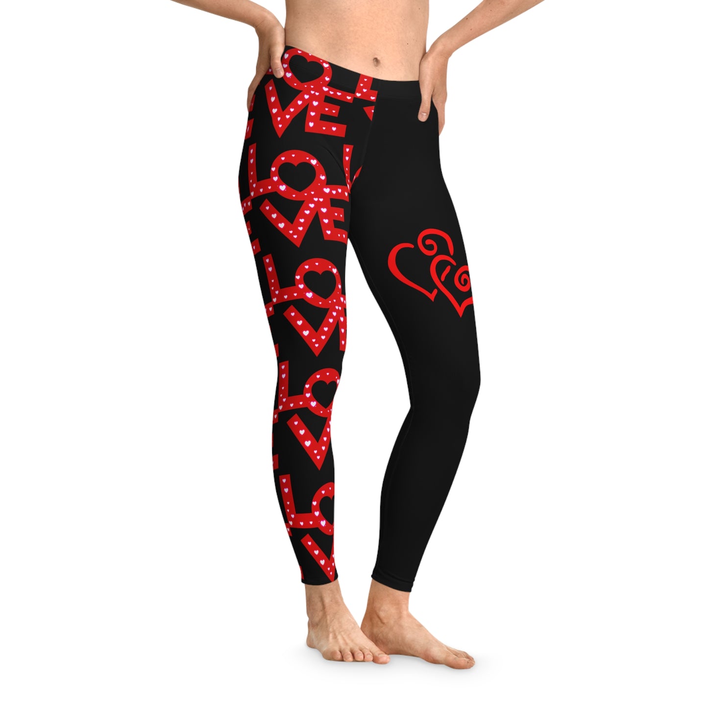 Love, Stretchy Leggings, Valentines Day Gift, Gift For Her, Black Leggings