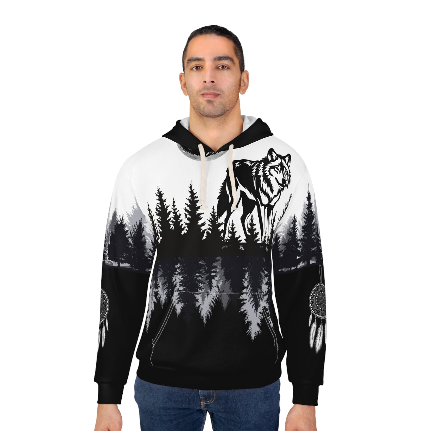 Mystic Wolf, Pullover Hoodie (AOP)