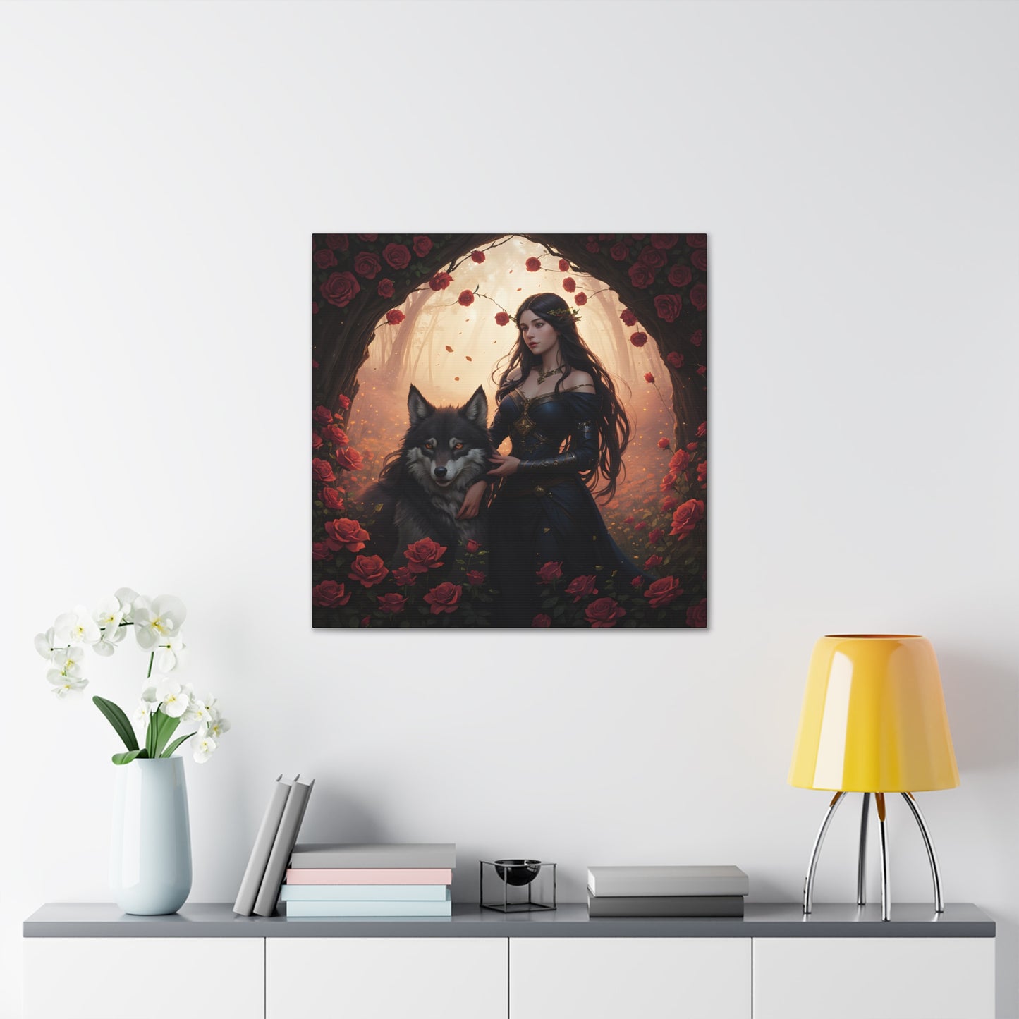 Wolf Enchantress, Canvas Art, Canvas Print, Wall Decor, Original Art, Unique Gifts