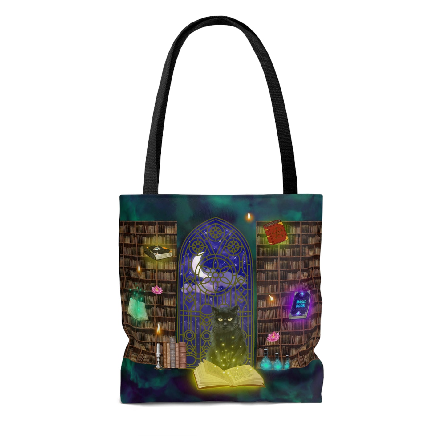 Mystic Black Cat Halloween Candy Tote Bag