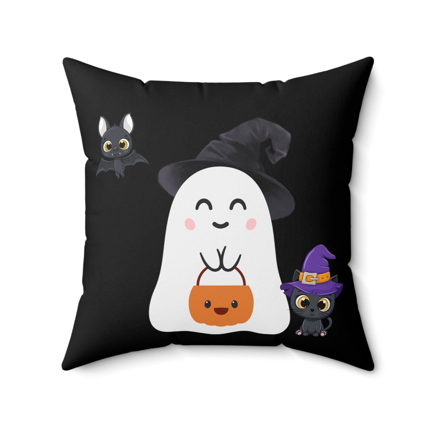 Cute Halloween Ghost Spun Polyester Square Pillow