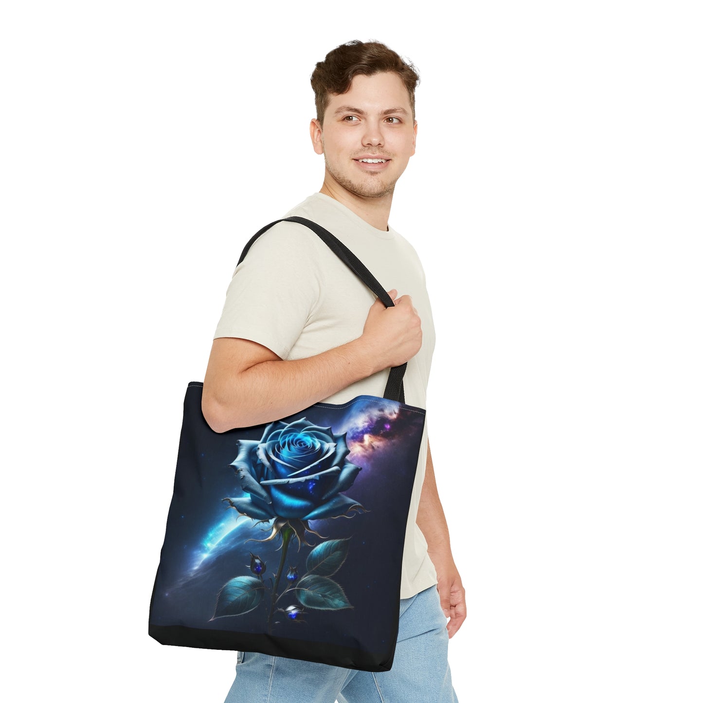 Cosmic Blue Rose,Tote Bag