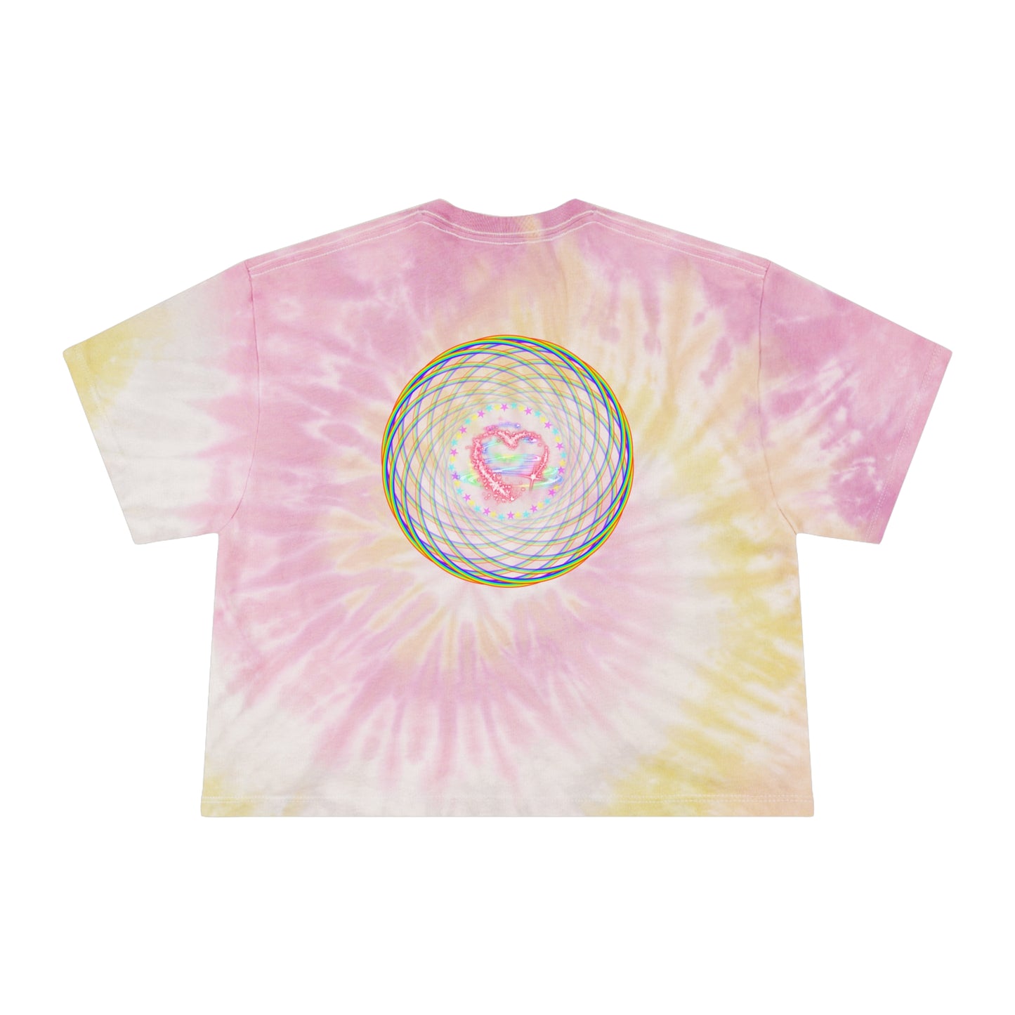 Rainbow Spiral PRIDE Heart Women's Tie-Dye Crop Tee