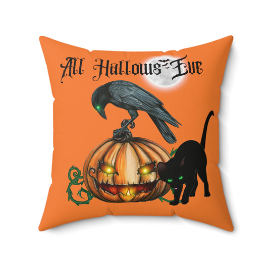 Halloween Pillow All Hallows Eve Spun Polyester Square Pillow