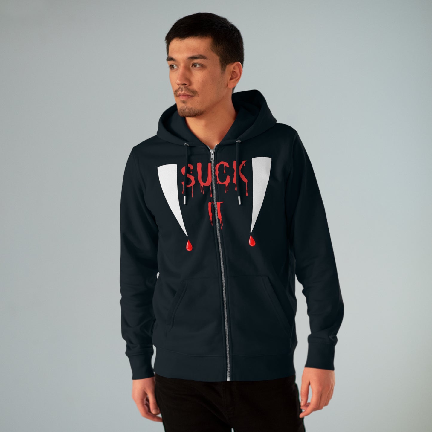 Men's Suck It Vampire Fangs Halloween Zip Up Hoodie