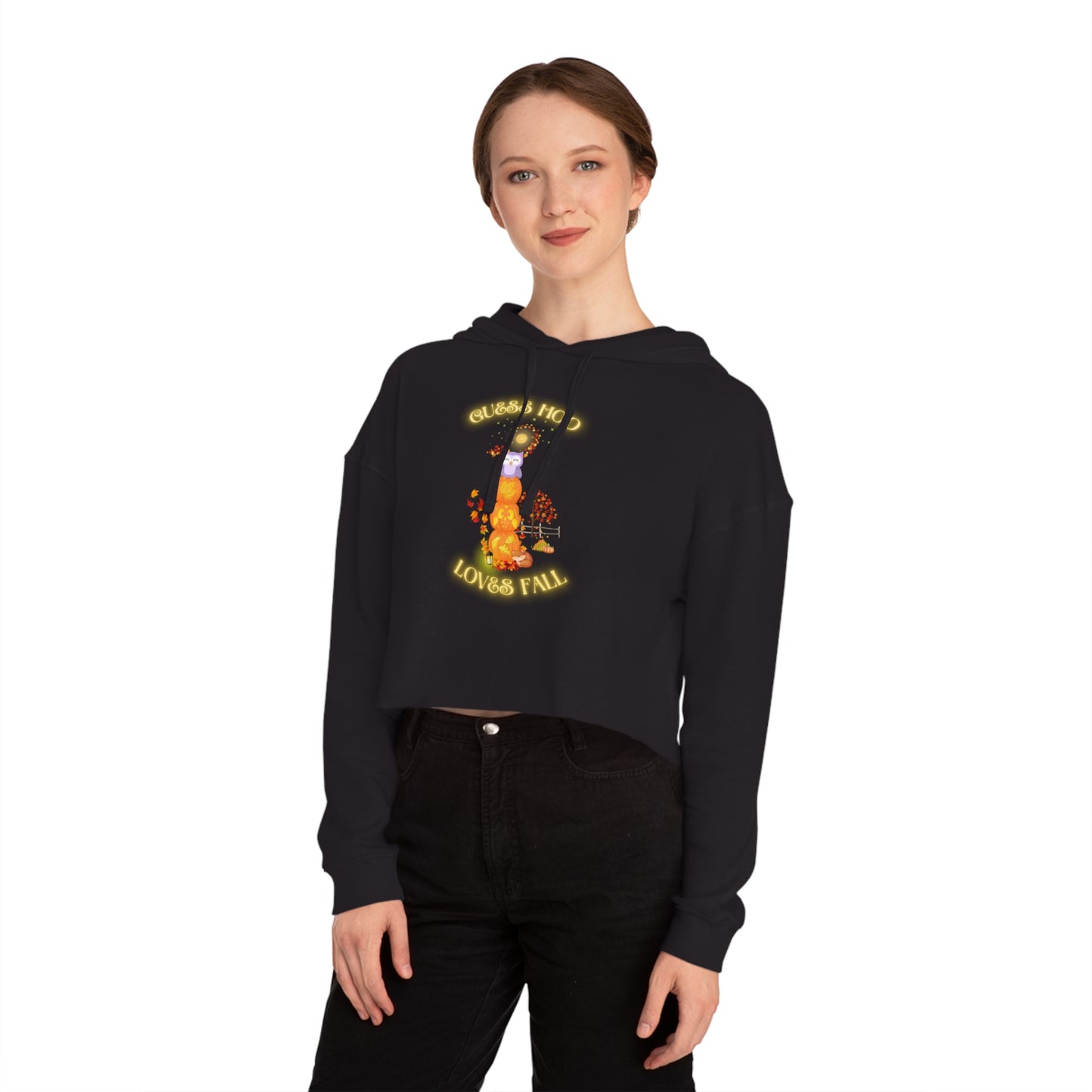 Guess Hoo Loves Fall Women’s Cropped Hooded Sweatshirt