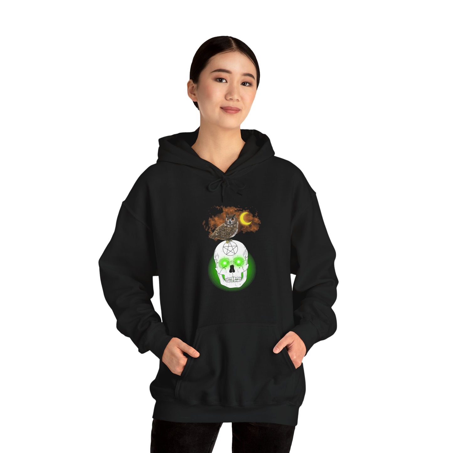 Unisex Heavy Blend™  Owl Skull Halloween Hooded Sweatshirt