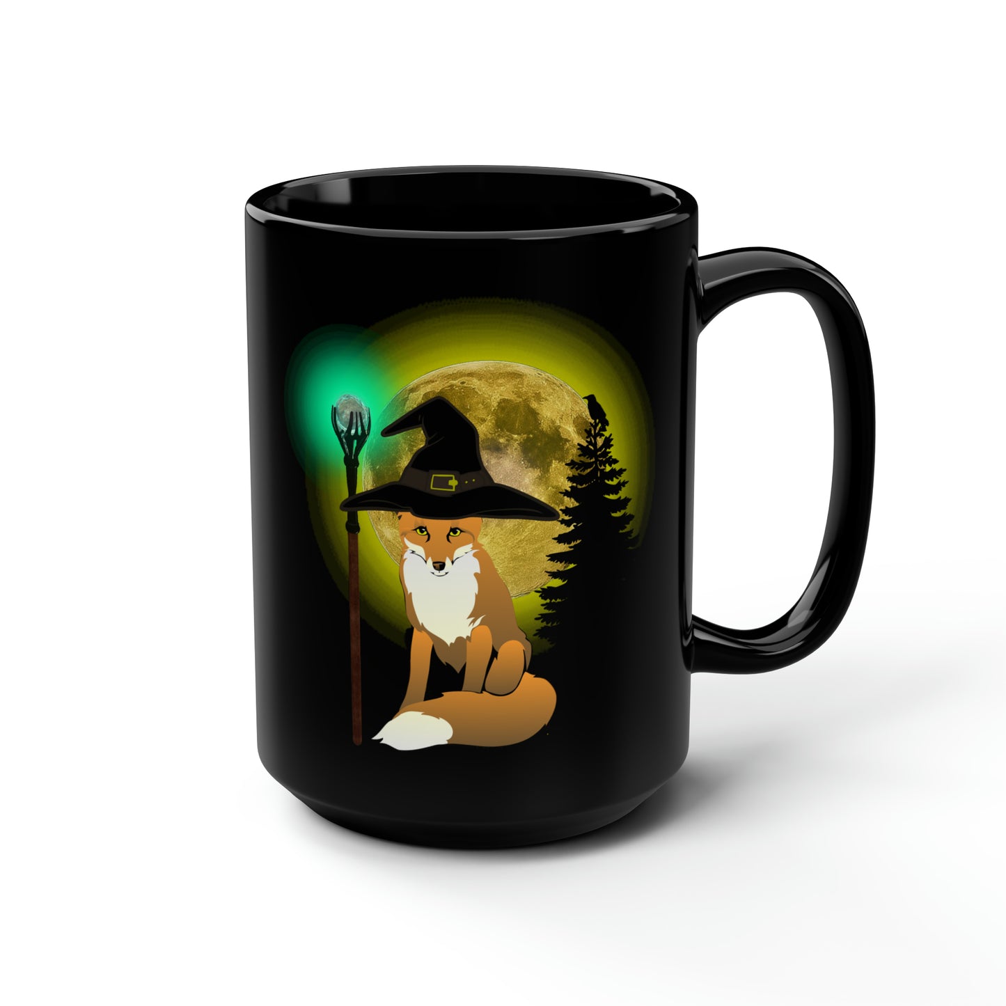 Black Halloween Trickster Fox Mage Mug15oz